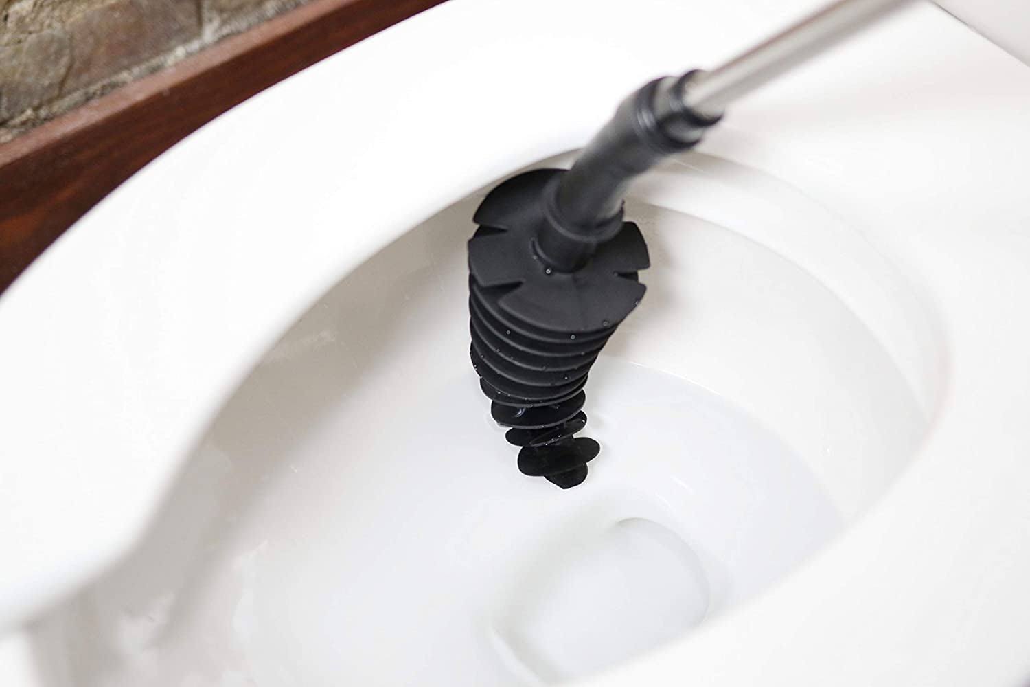 Toiletshroom Revolutionary Plunger, Toilet Dredge Tool, Stainless Steel Handle with Caddy Holder, Size: 21 inch x 3 inch x 3 inch