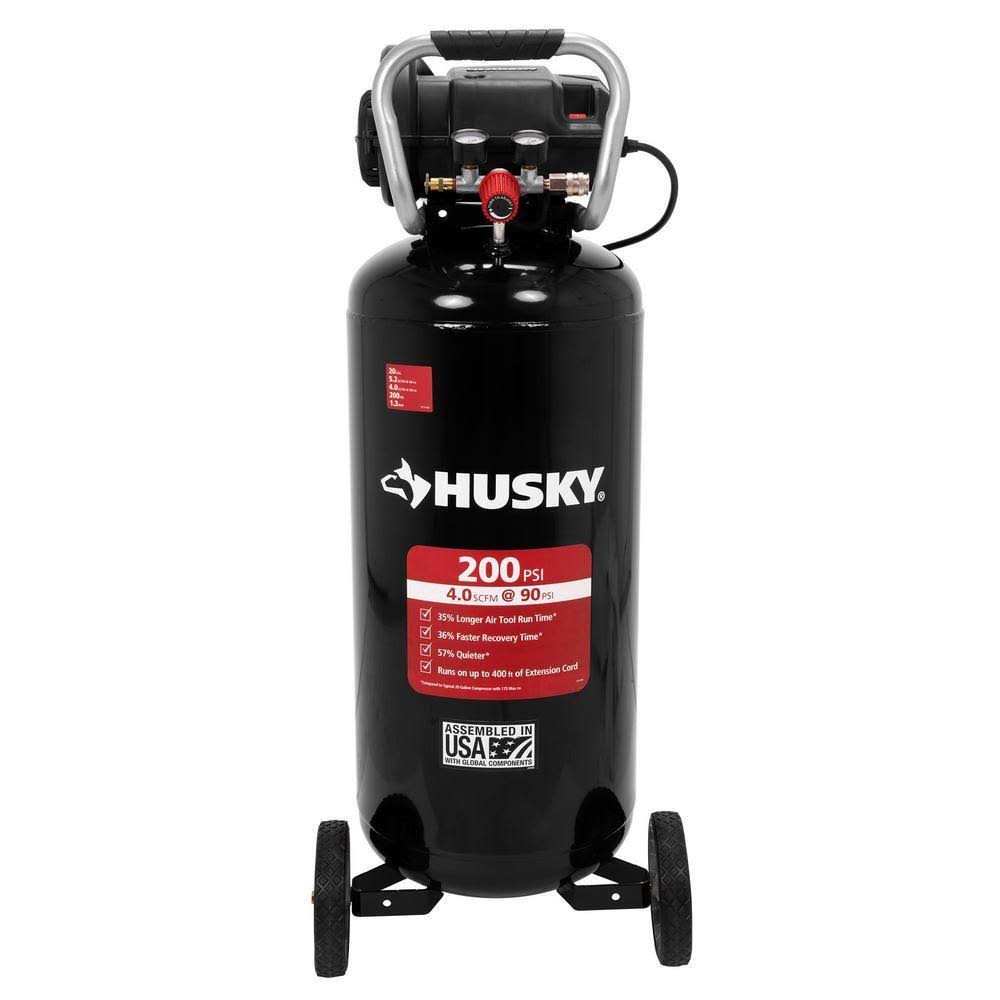 Husky C202H- 20 gal. 200 PSI Oil Free Portable Vertical Electric Air Compressor