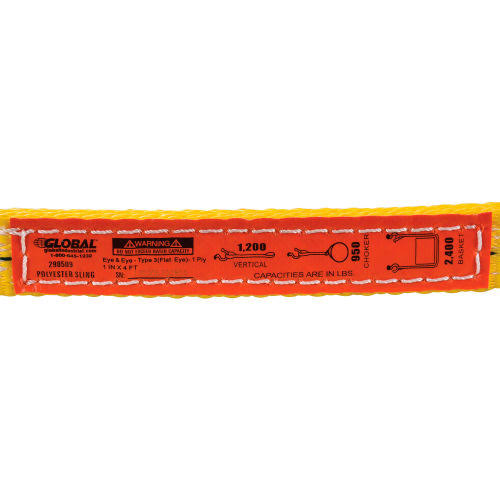 Global Industrial 298509 Polyester Eye & Eye Web Sling, Light Duty, 4'