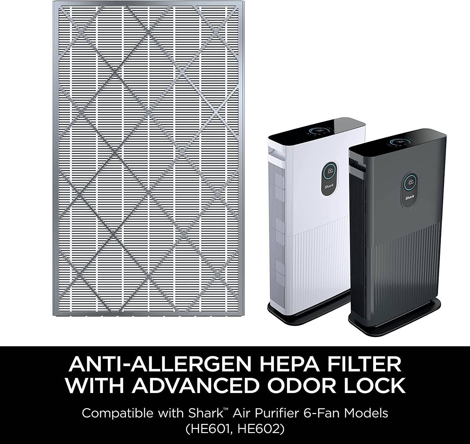 Shark- Air Purifier 6-Fan Anti-Allergen HEPA Filter with Advanced Odor Lock- Grey