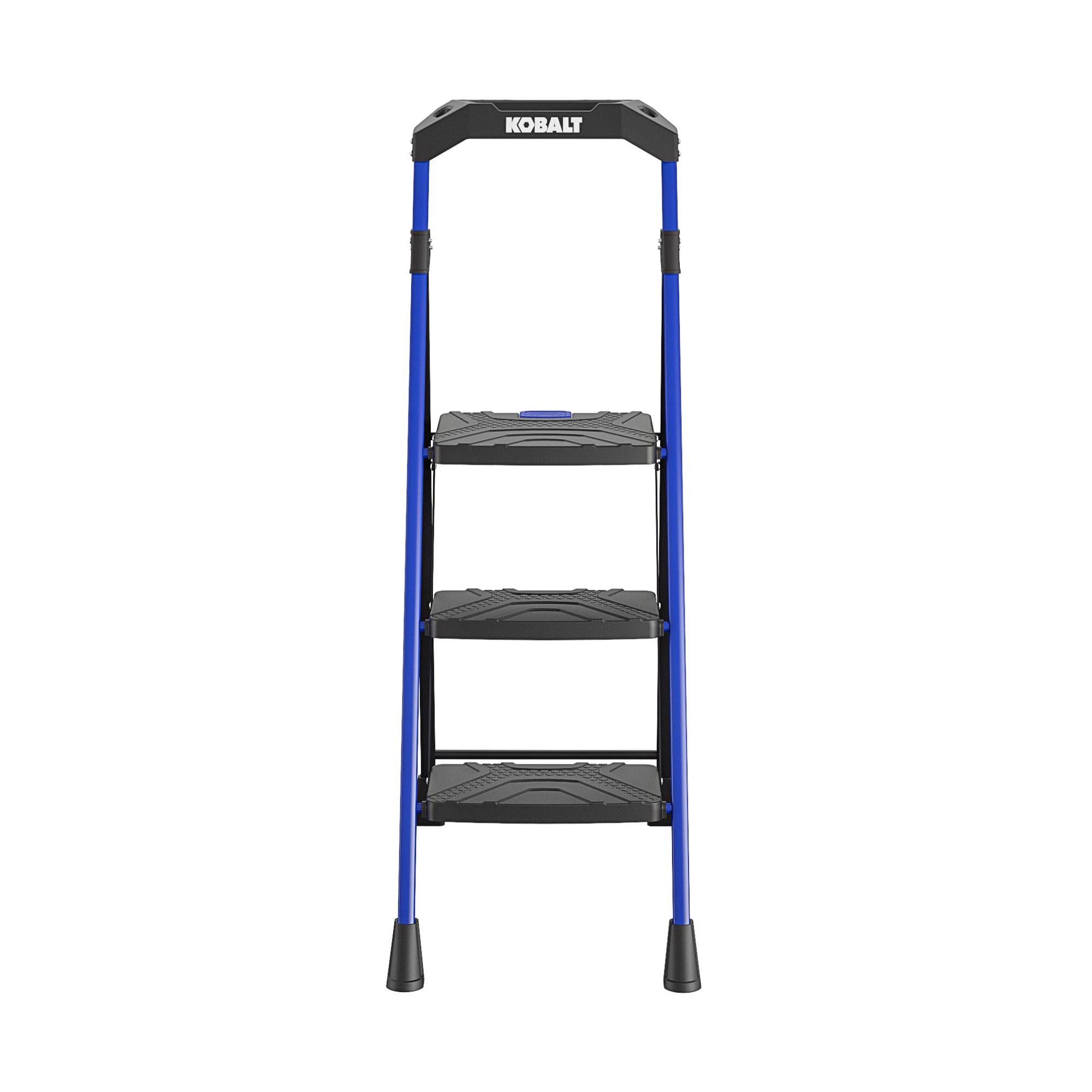 Kobalt 3-Step 300-lb Capacity Black Steel Foldable Step Stool
