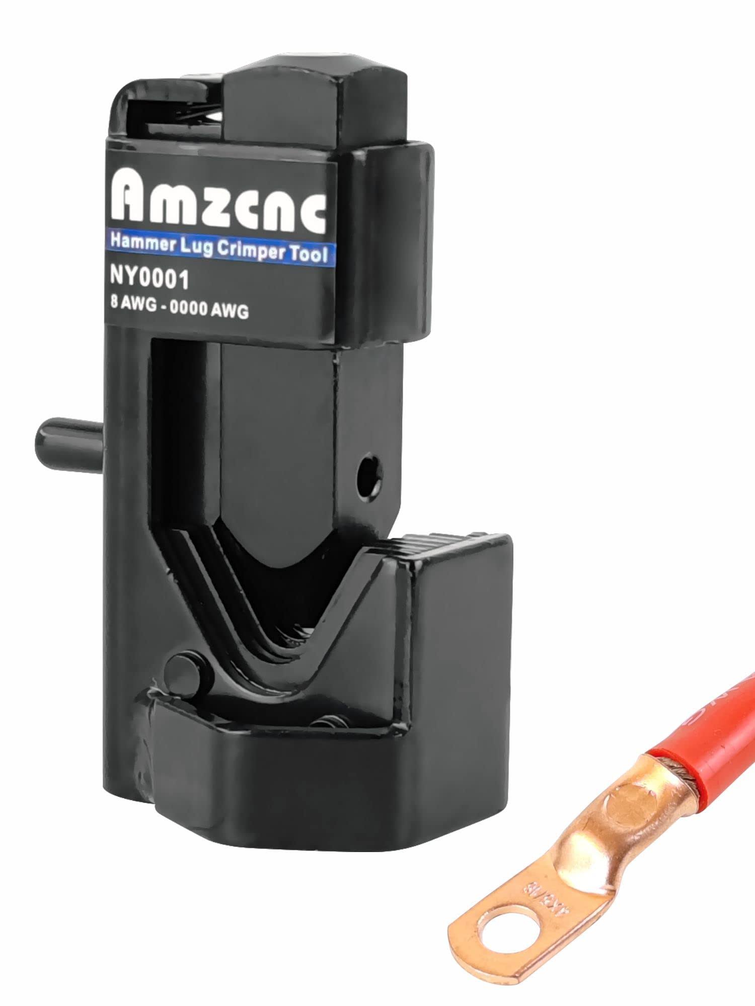 AMZCNC Hammer Lug Crimper Tool for 8 AWG- 0000 AWG Battery and Welding Cables(crimps Battery and Welding Cables 8 AWG to 40 Wire Gauge)