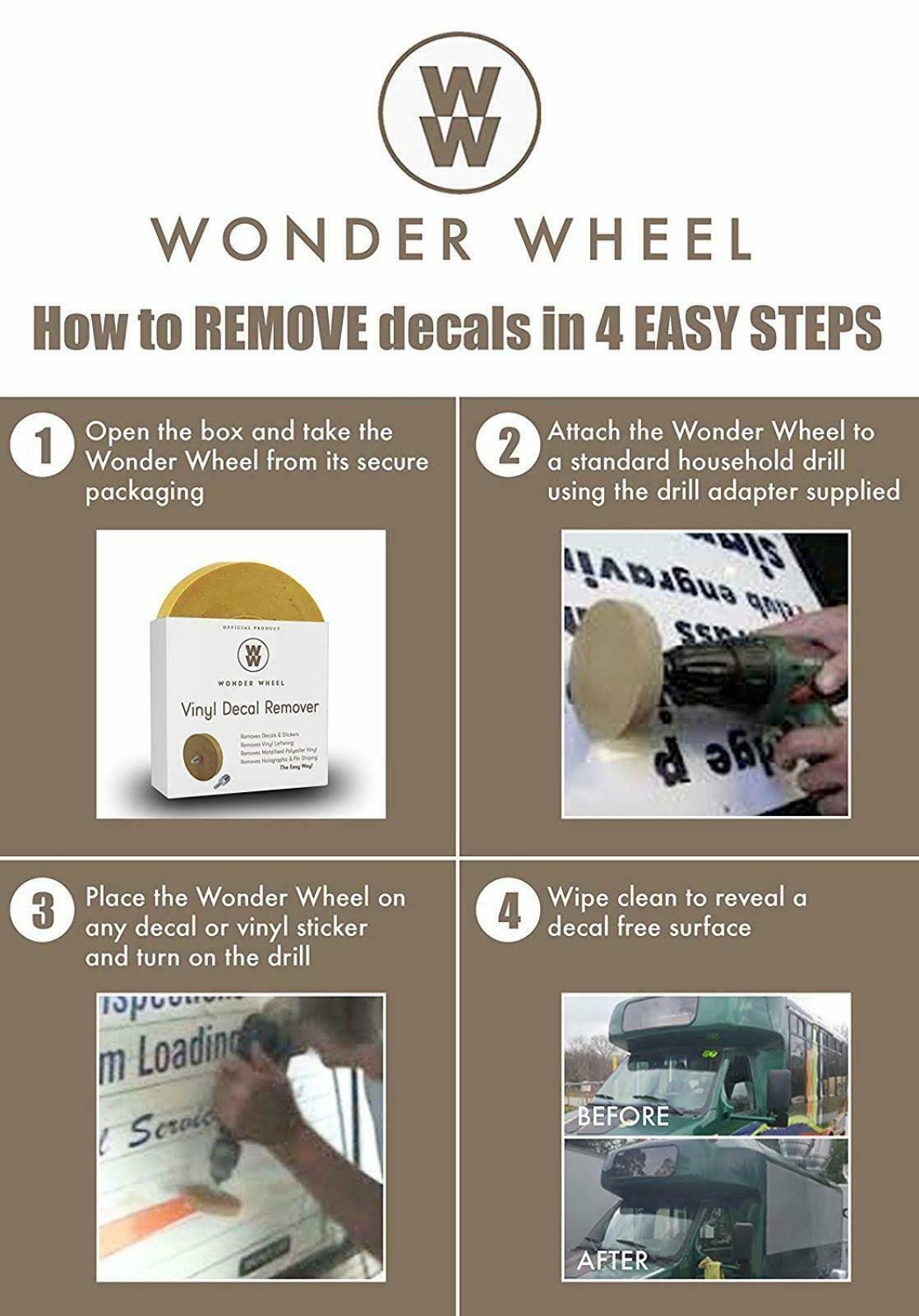 Whizzy Wheel Decal Remover Eraser Wheel. Remove Car Decals Vinyl & Stickers in Minutes with The 4