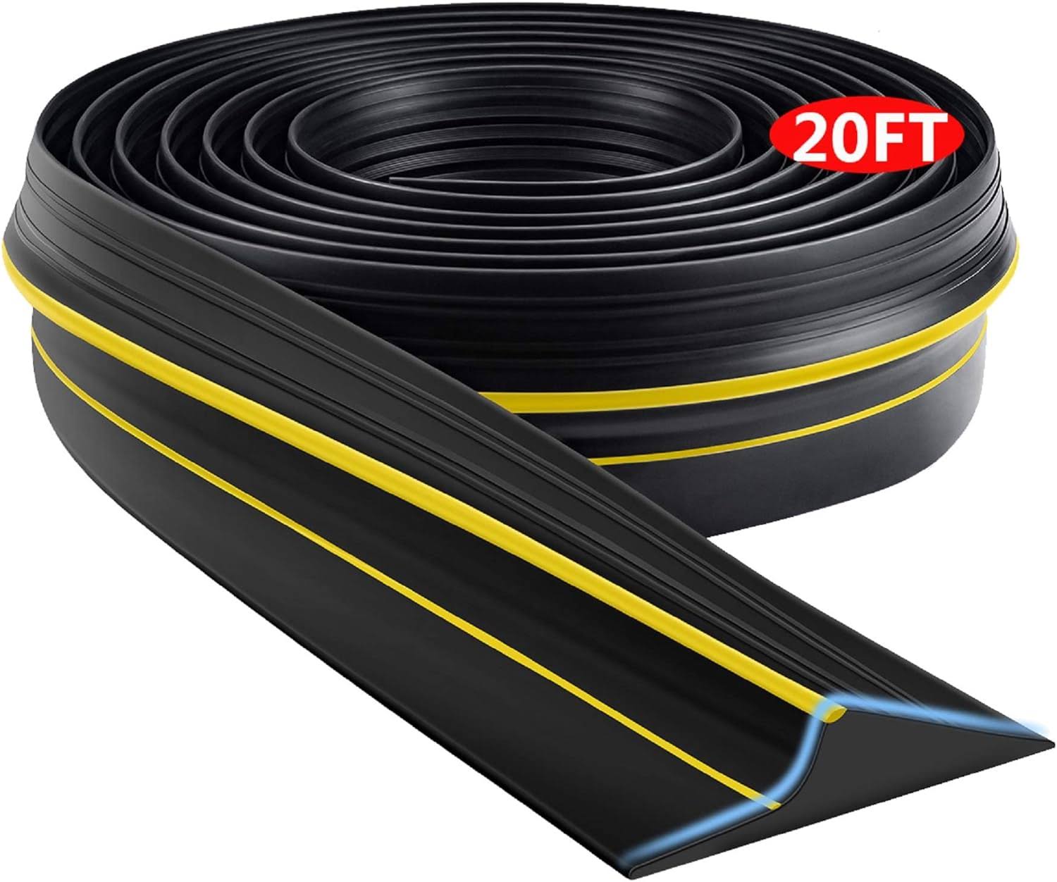 Jin&Bao Universal Garage Door Threshold Seal Strip, Bottom Weather Stripping Replacement Rubber Waterproof 20 ft Length