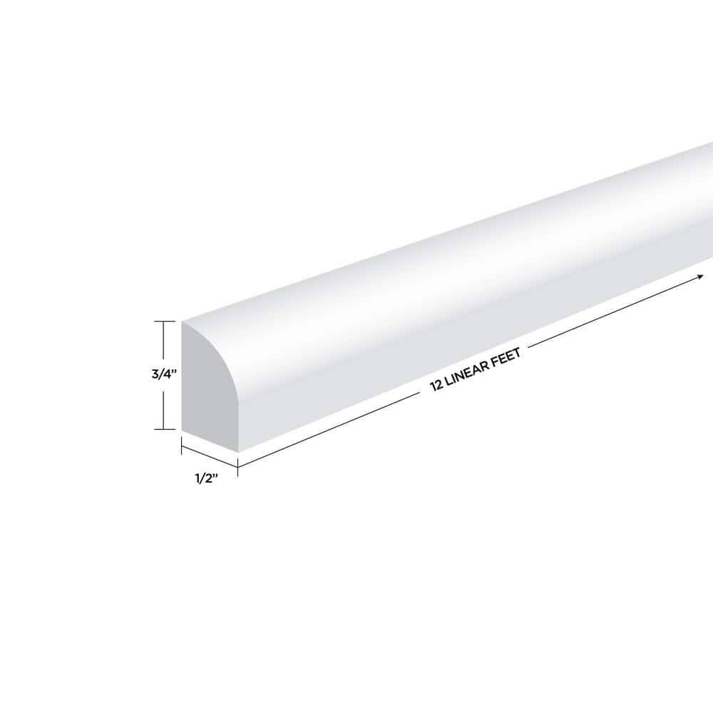 Quarter Round- Prepainted- 3/4 in. Height x 1/2 in. Width x 3 in. Length- EPS Composite White Moulding (Sample)