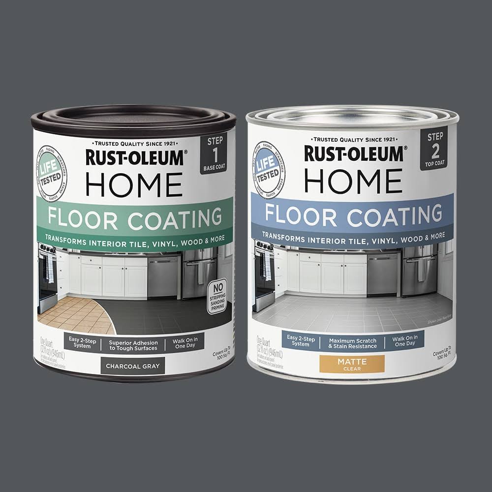 Rust-Oleum 367596 Home Interior Floor Coating Kit, Matte Charcoal Gray