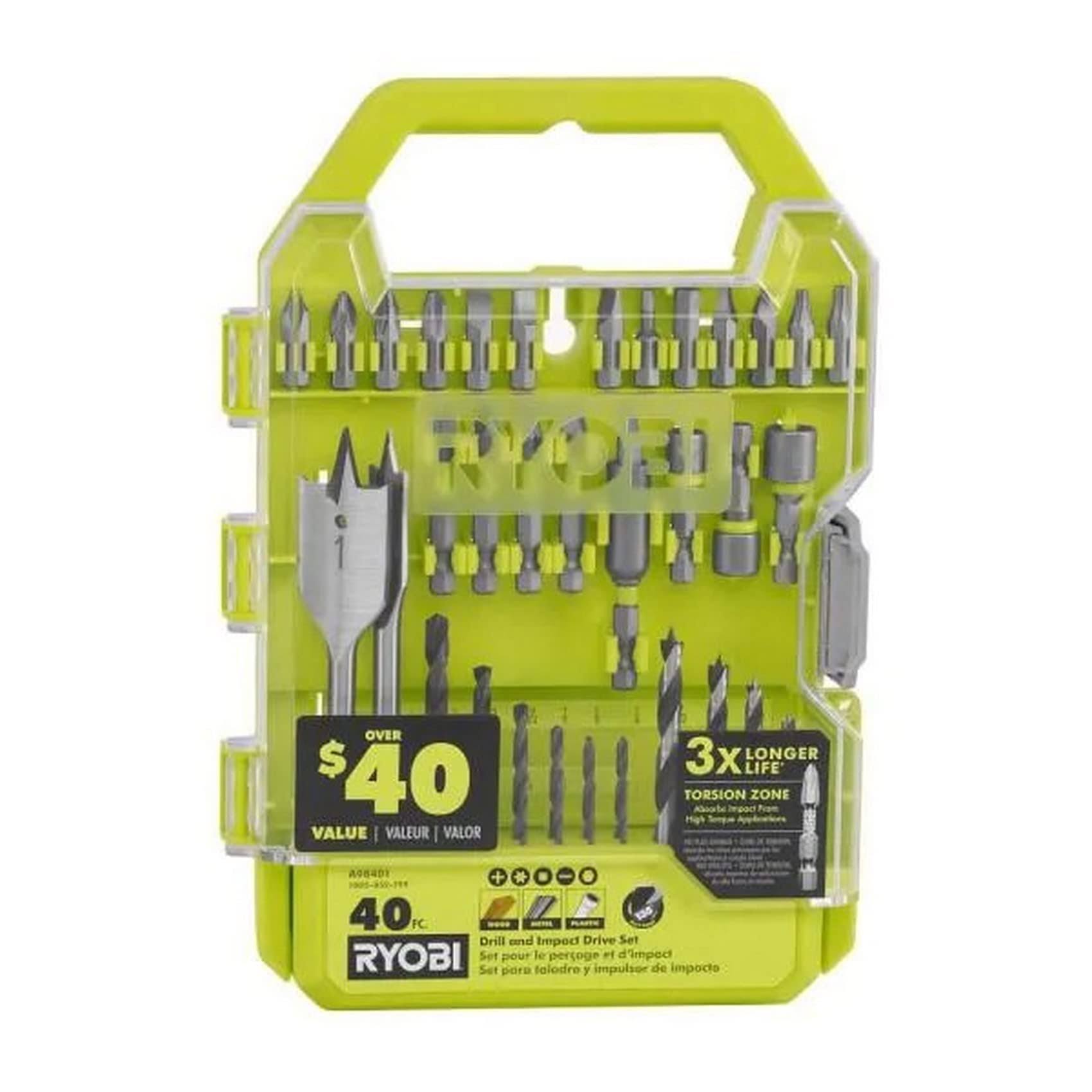 Ryobi- A98401- Drill and Impact Drive Kit- 40 Piece