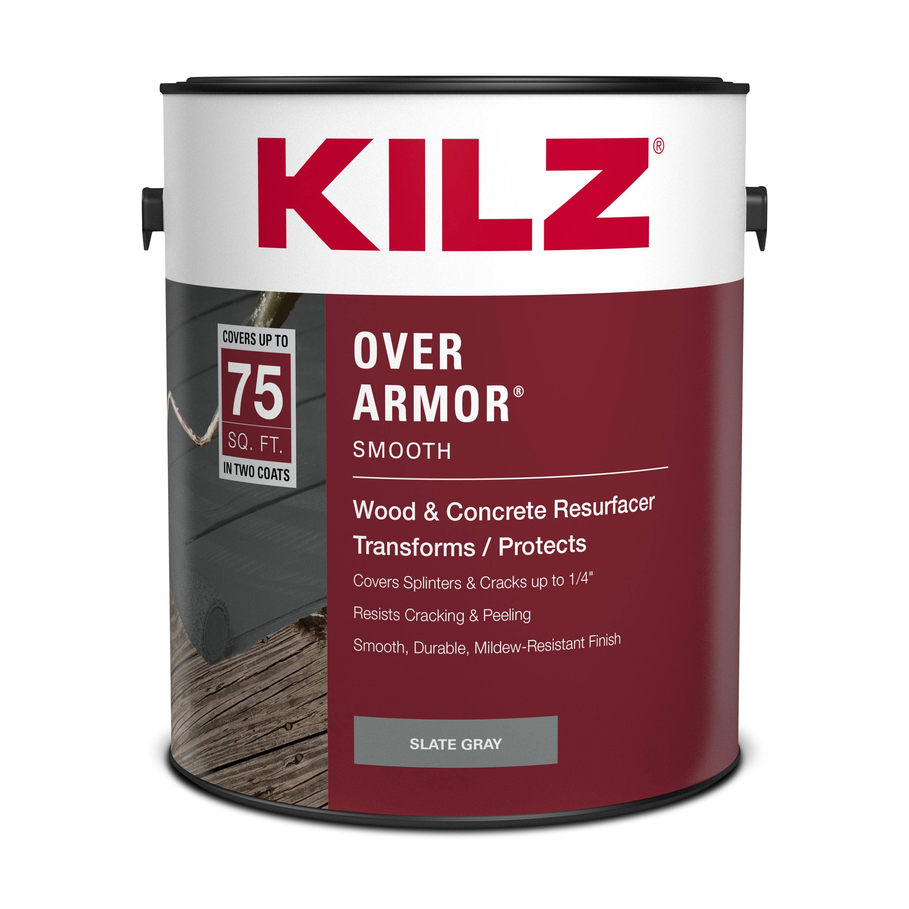 Kilz Over Armor Smooth Wood/Concrete Coating, 1 Gallon, Slate Gray