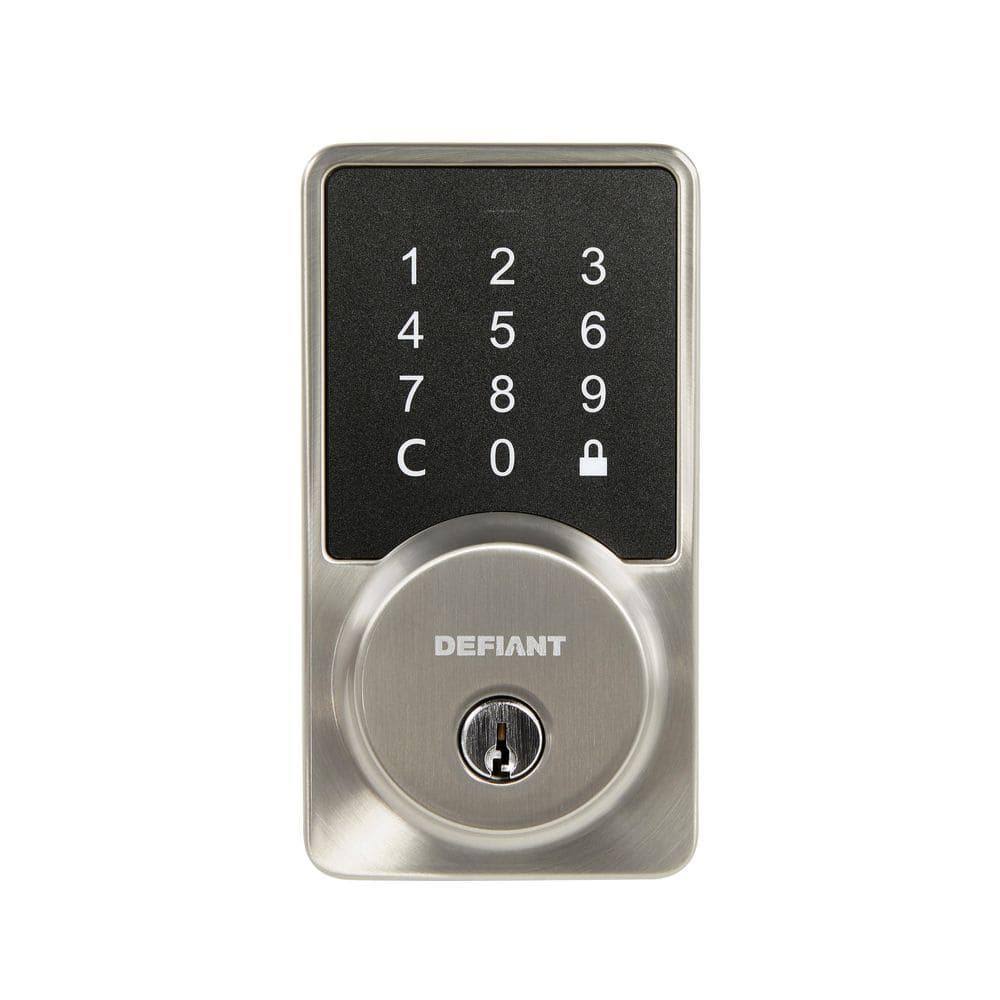 Defiant Square Satin Nickel Smart Wi-Fi Deadbolt Powered by Hubspace