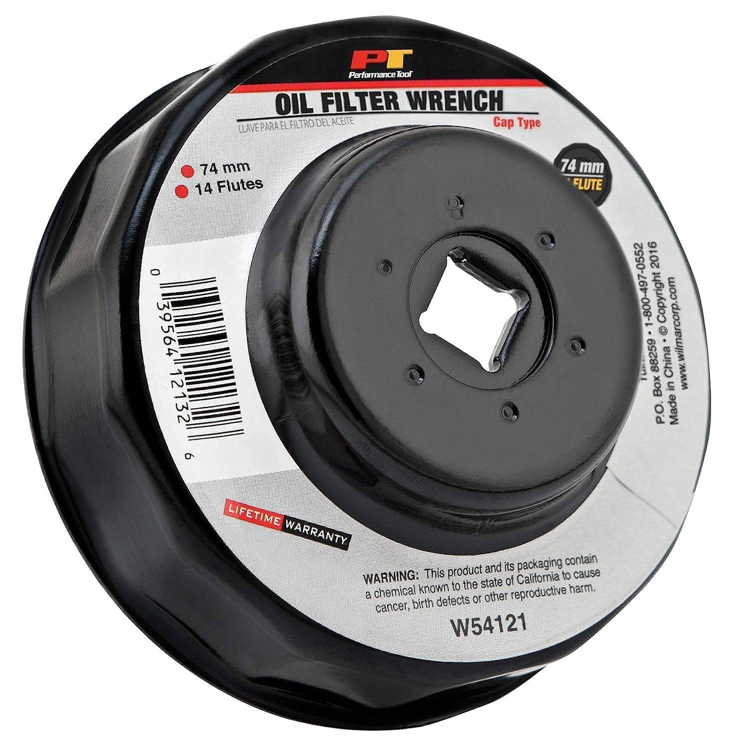 Performance Tool Oil Filter Wrench, 74mm, 14 Flutes, W54121