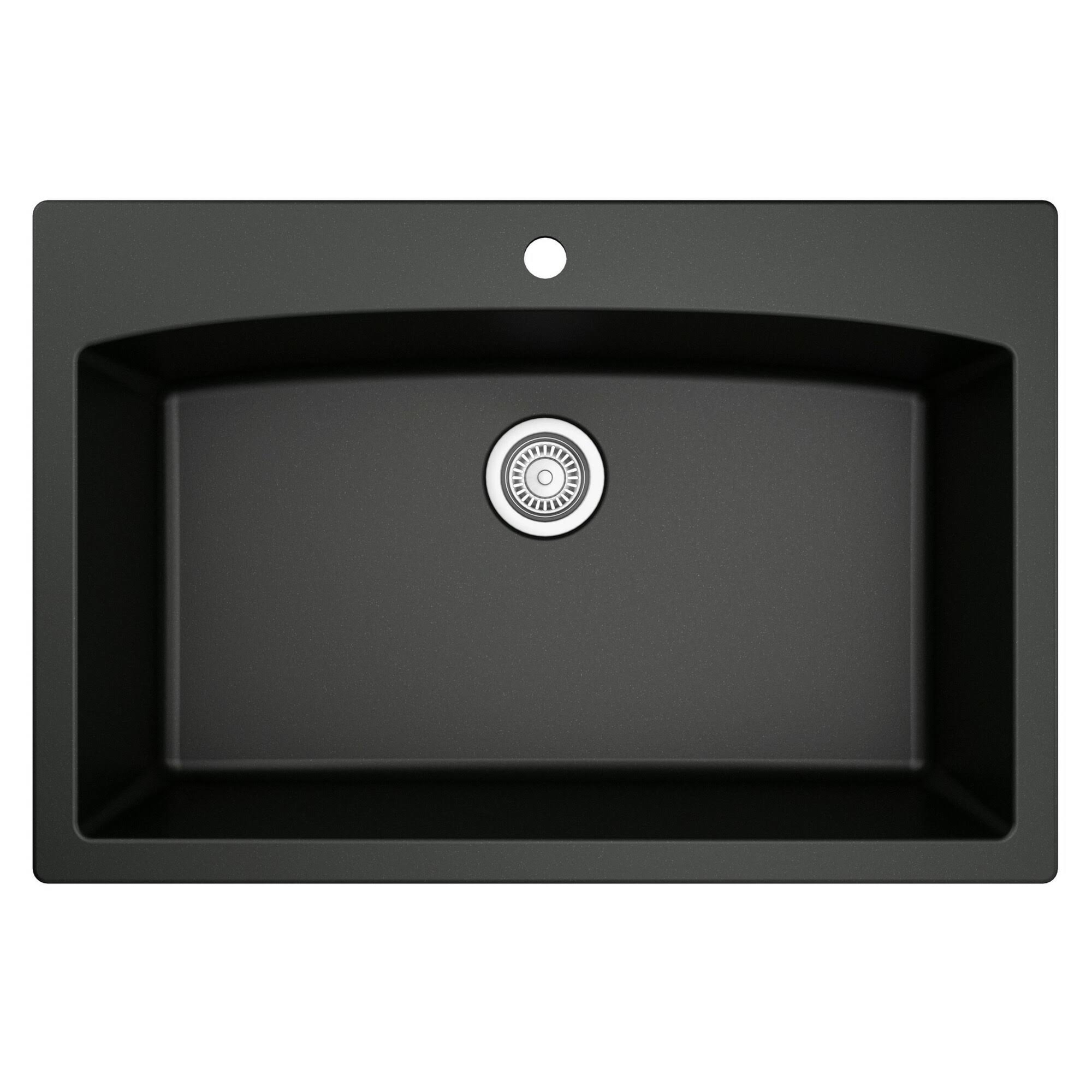 Karran QT-712 Drop-In Quartz Composite 33 in. 1-Hole Single Bowl Kitchen Sink in Black