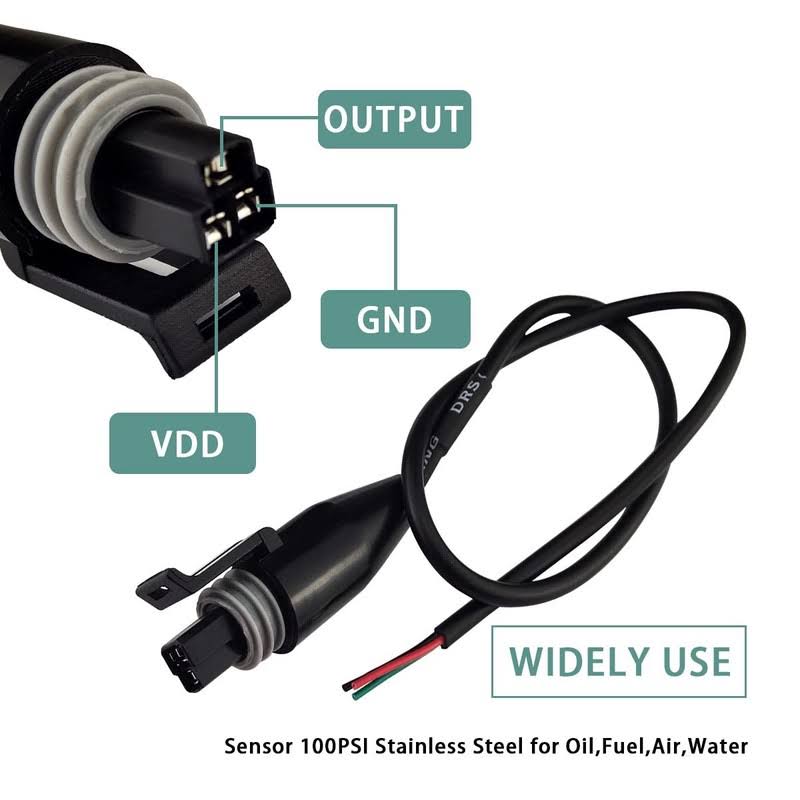 Flylin Pressure Transducer Sender Sensor with Connector, 1/8