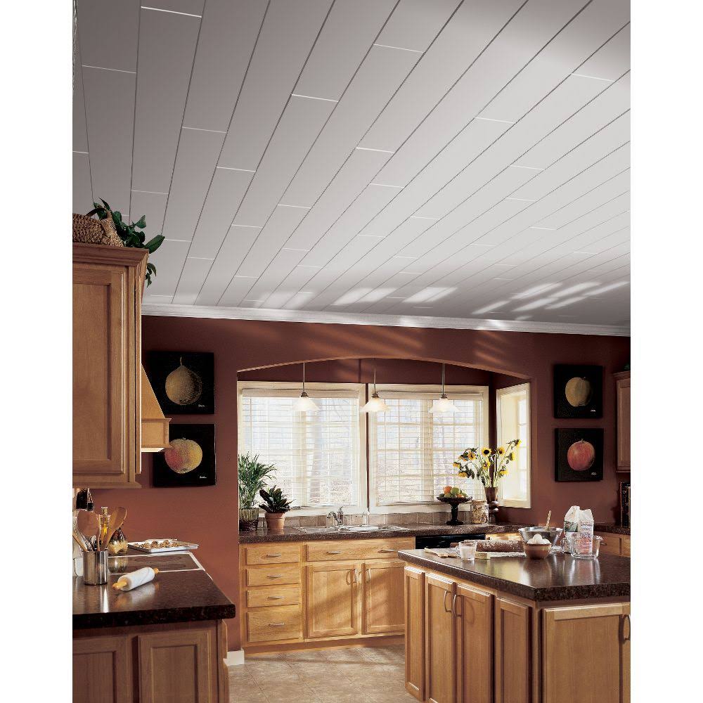 Armstrong Ceilings Woodhaven 5 in. x 7 ft. Painted White Tongue and Groove Ceiling Plank (29 Sq. ft. / CASE) 1148B