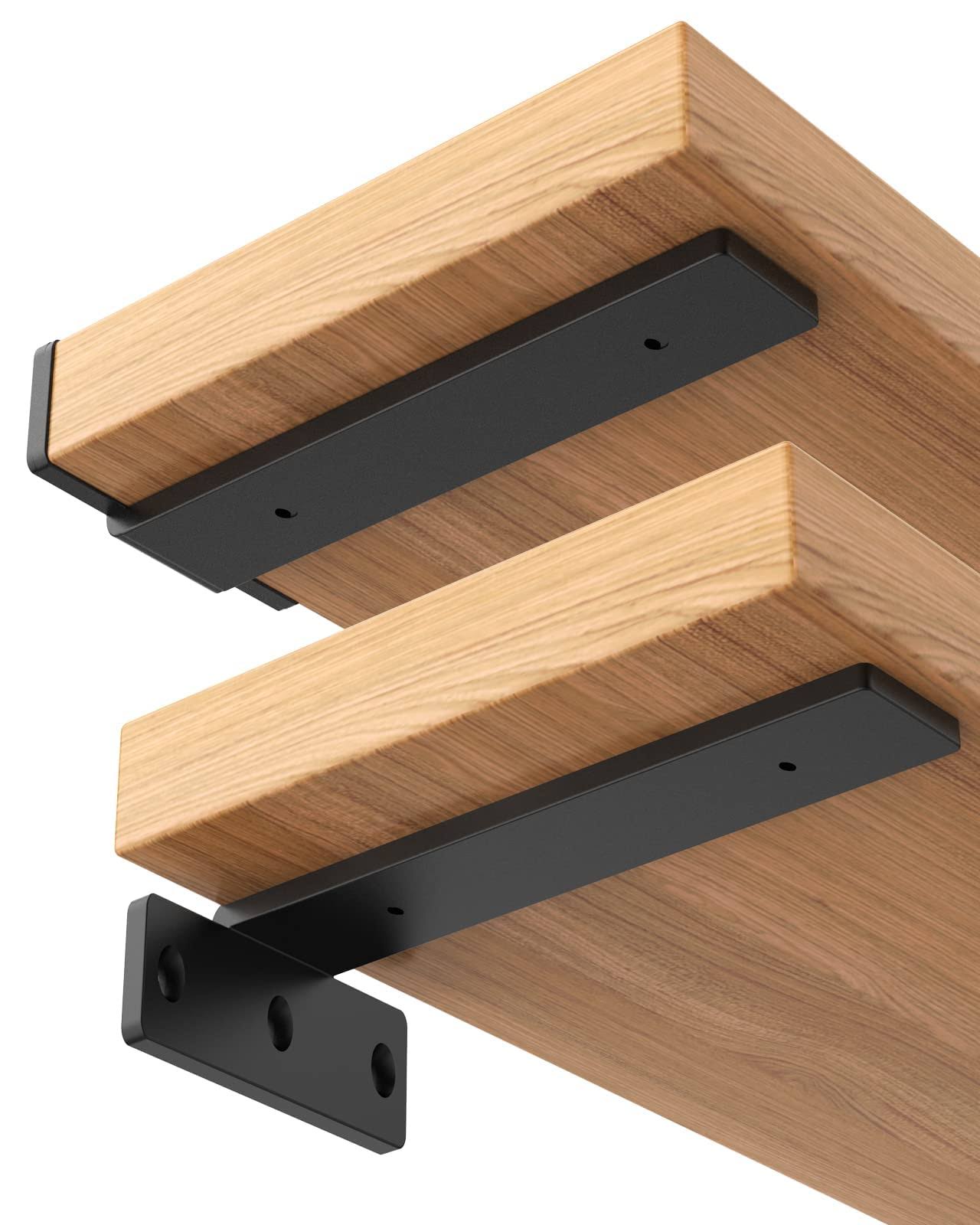 Wengus Floating Shelf Bracket 10 inch Heavy Duty Hiddens for Wood Shelves Black Metal L Bracket DIY Kitchen Farmhouse with at MechanicSurplus.com