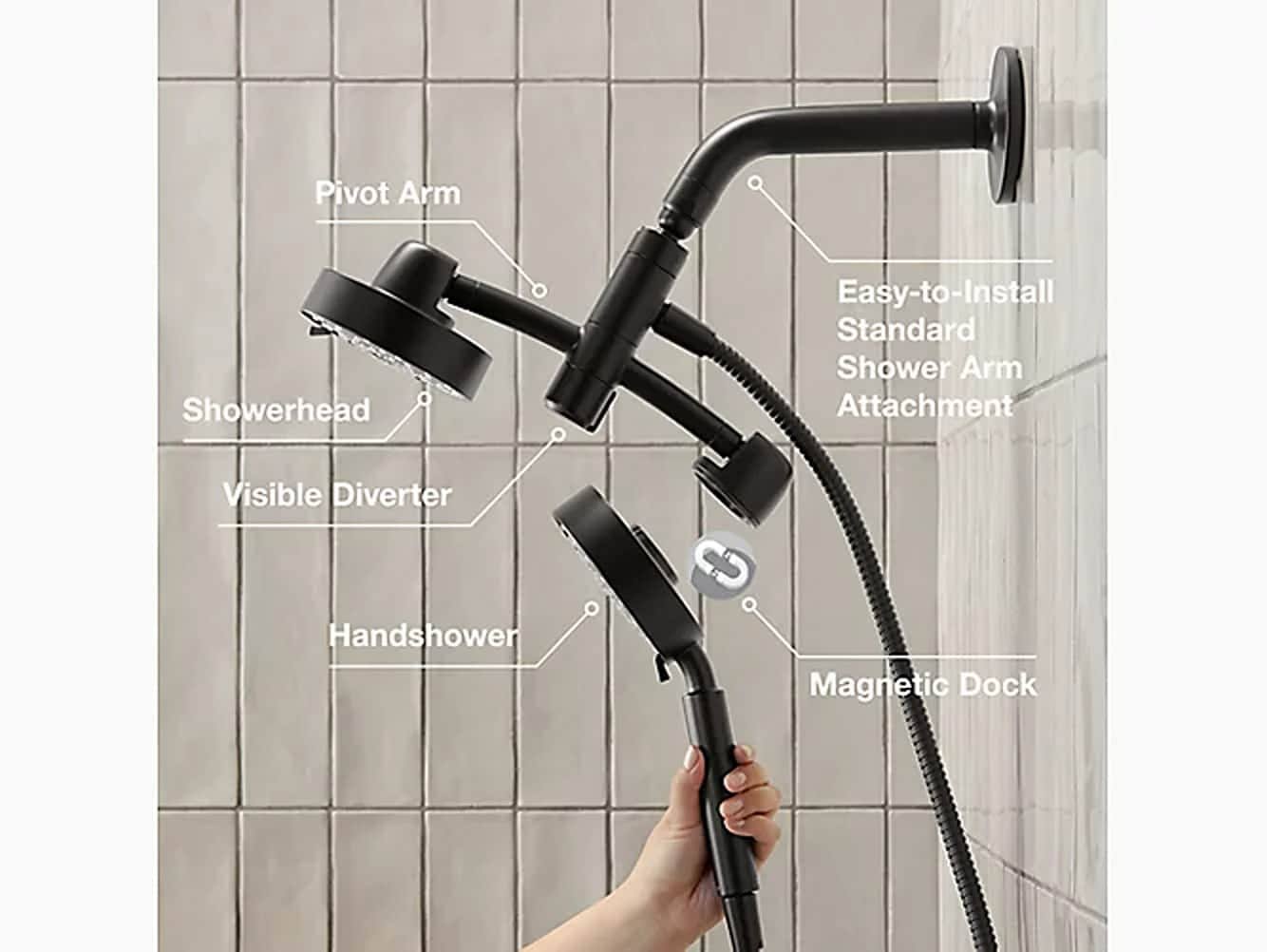 Kohler 23219-CP Purist 2-in-1 Multifunction 2.5 GPM Shower Combo Kit Polished Chrome