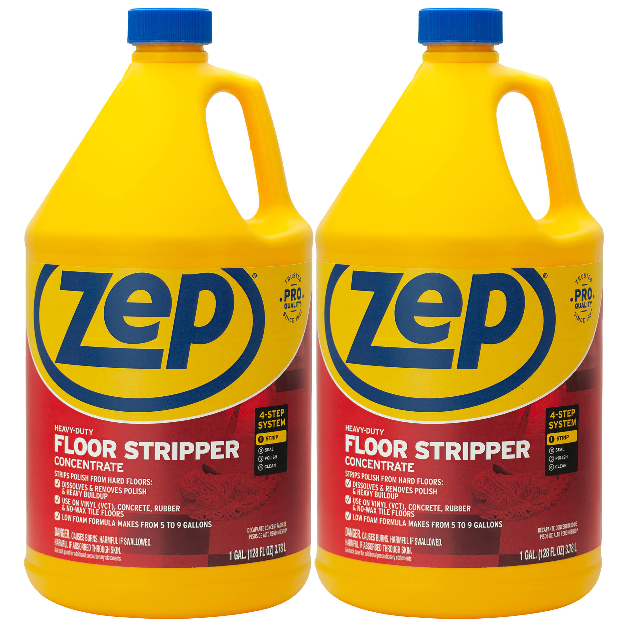 Zep Industrial Heavy-Duty Floor Stripper Concentrate- 1 Gallon (Case of 2) ZULFFS128- Remove Stubborn Finishes and Heavy Buildup