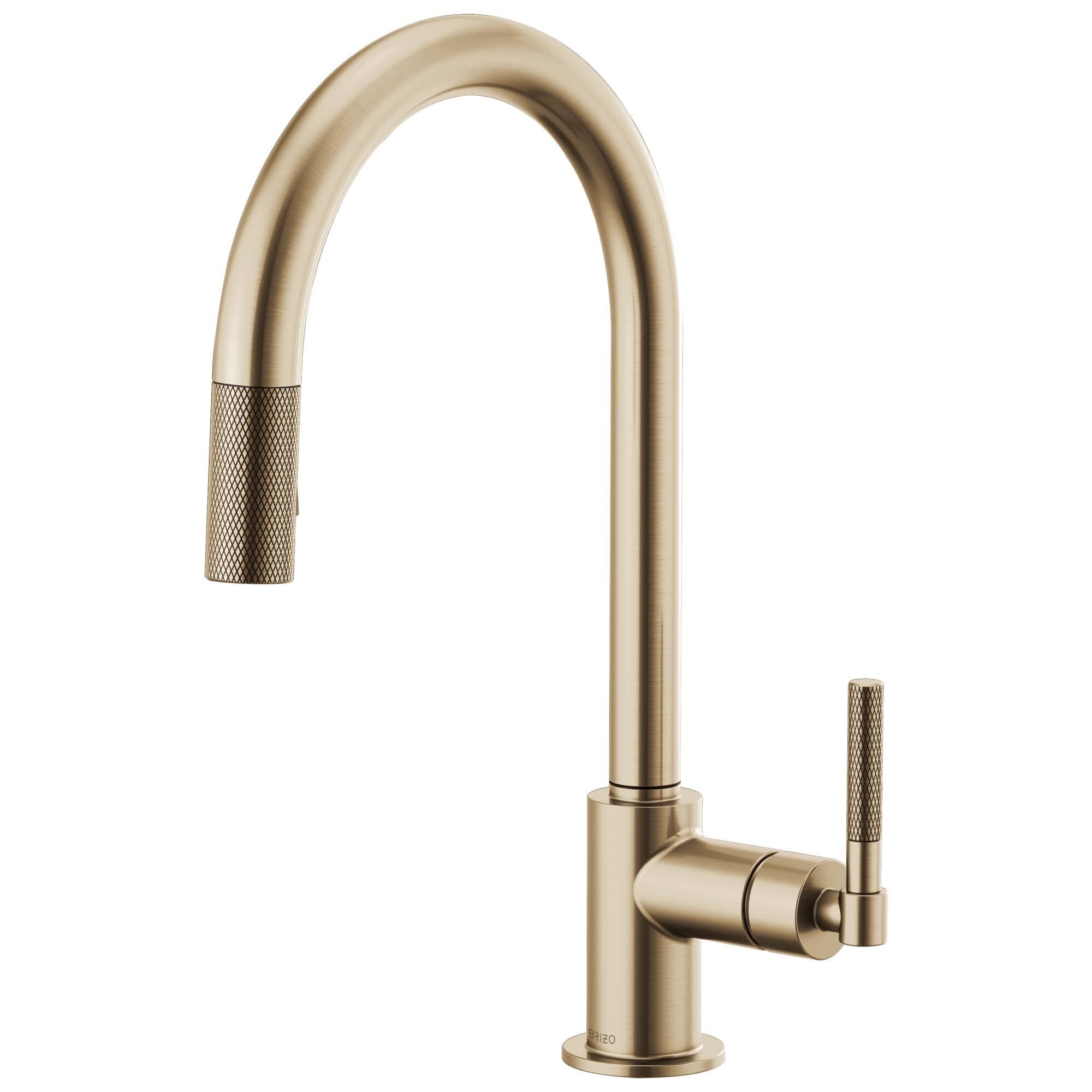 Brizo 63043LF-GL Litze Pull-Down Faucet with Arc Spout and Knurled Handle- Luxe Gold