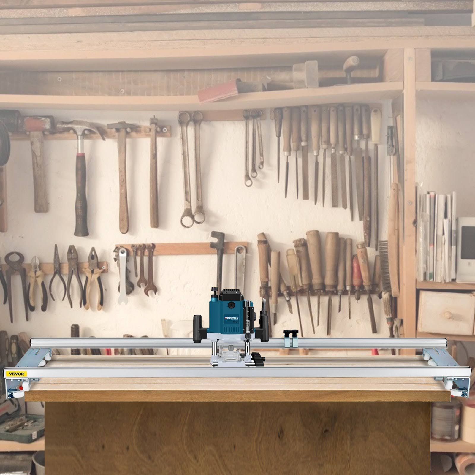 VEVOR Router Sled 60 Inches / 152.4cm Width Slab Guide Jig for Woodworking with Locking Function Portable and Easy to Adjust Trimming Planing