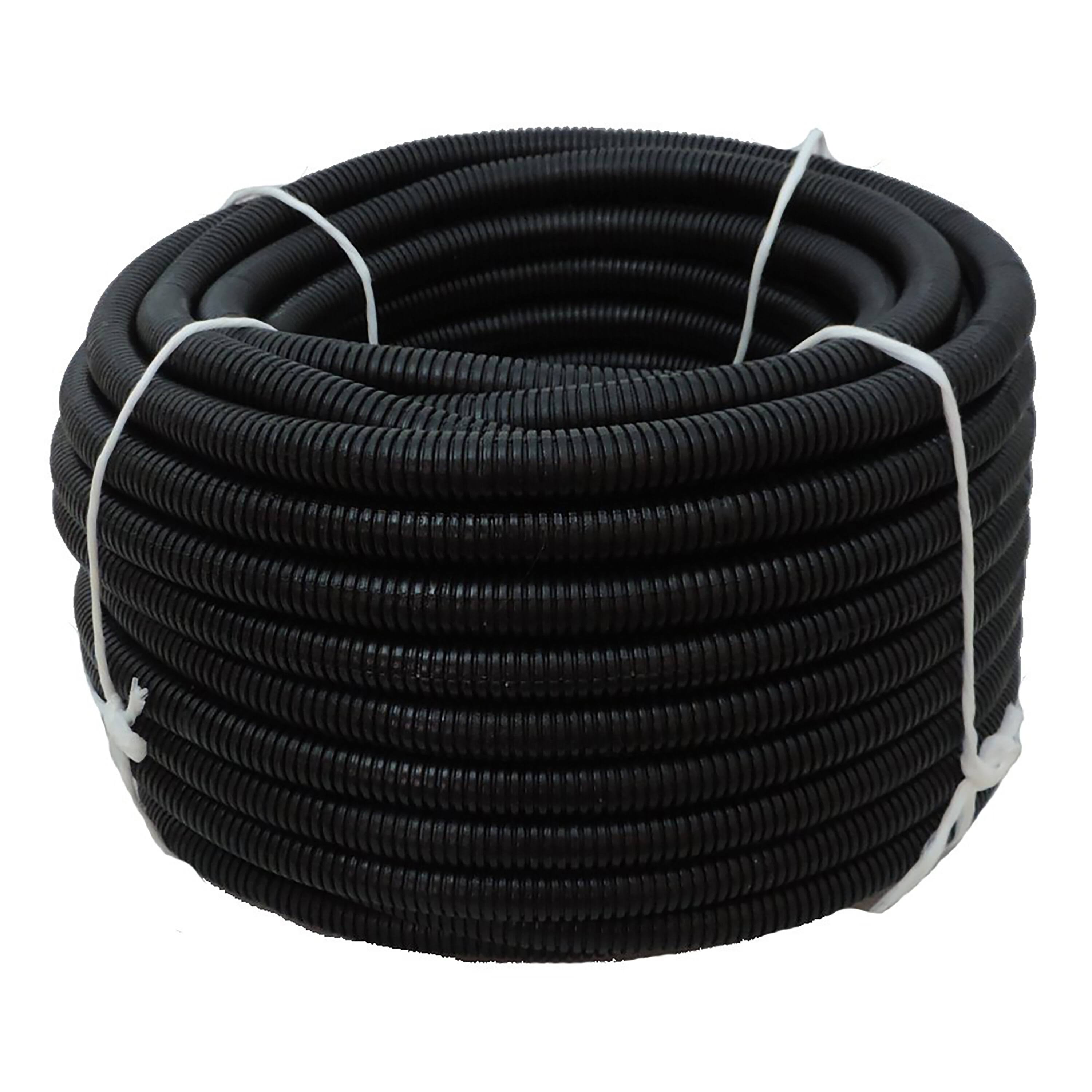 HYDROMAXX 3/4 in. x 100 ft Flexible Corrugated Black HDPE Non Split Tubing Wire Loom BHDPENS034100