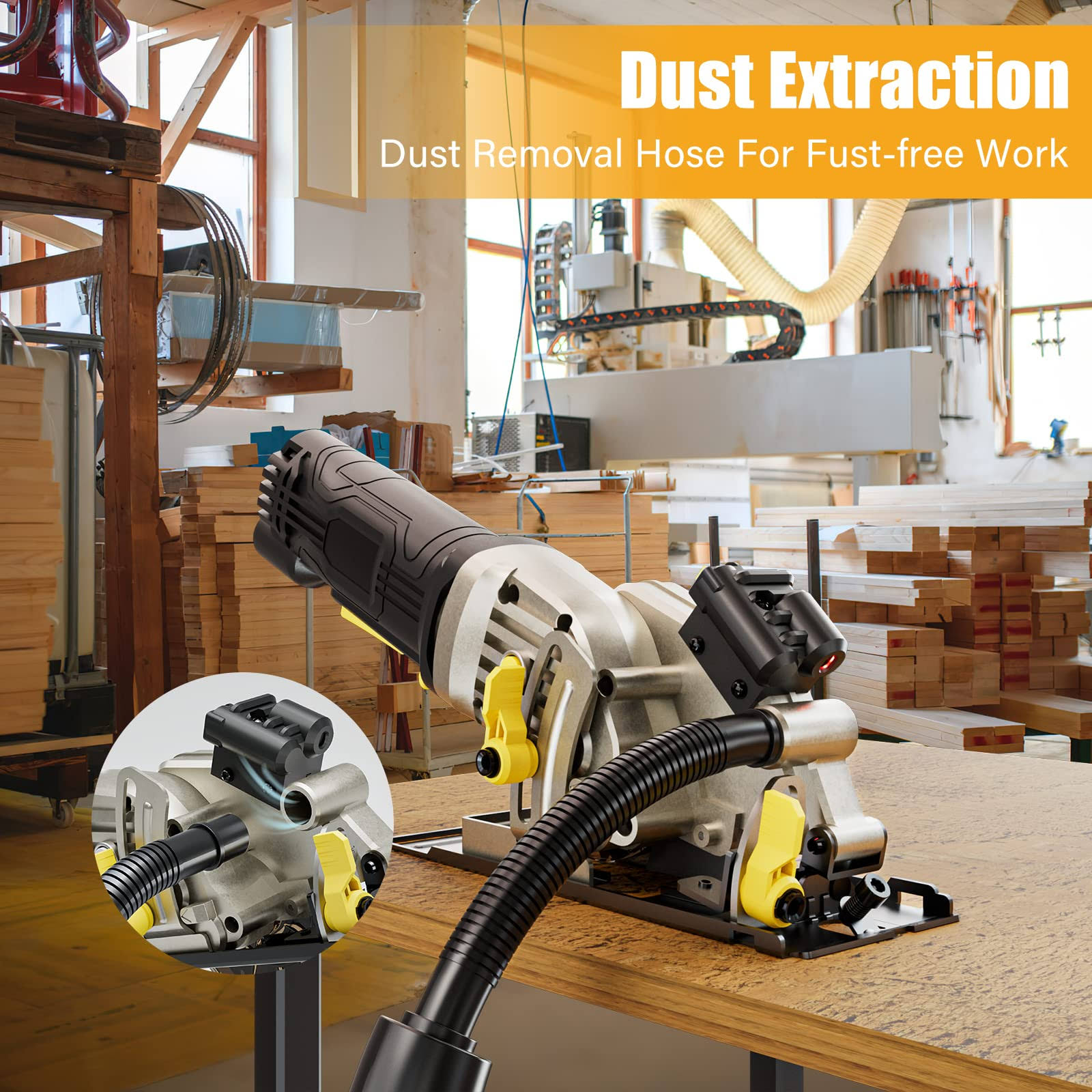 Vistreck Mini Circular Saw 48 Amp 4-1/2 inch Compact Circular Saw 3700rpm Electric Circular Saws with Laser Cutting Guide Perfect for Wood Tile and PL