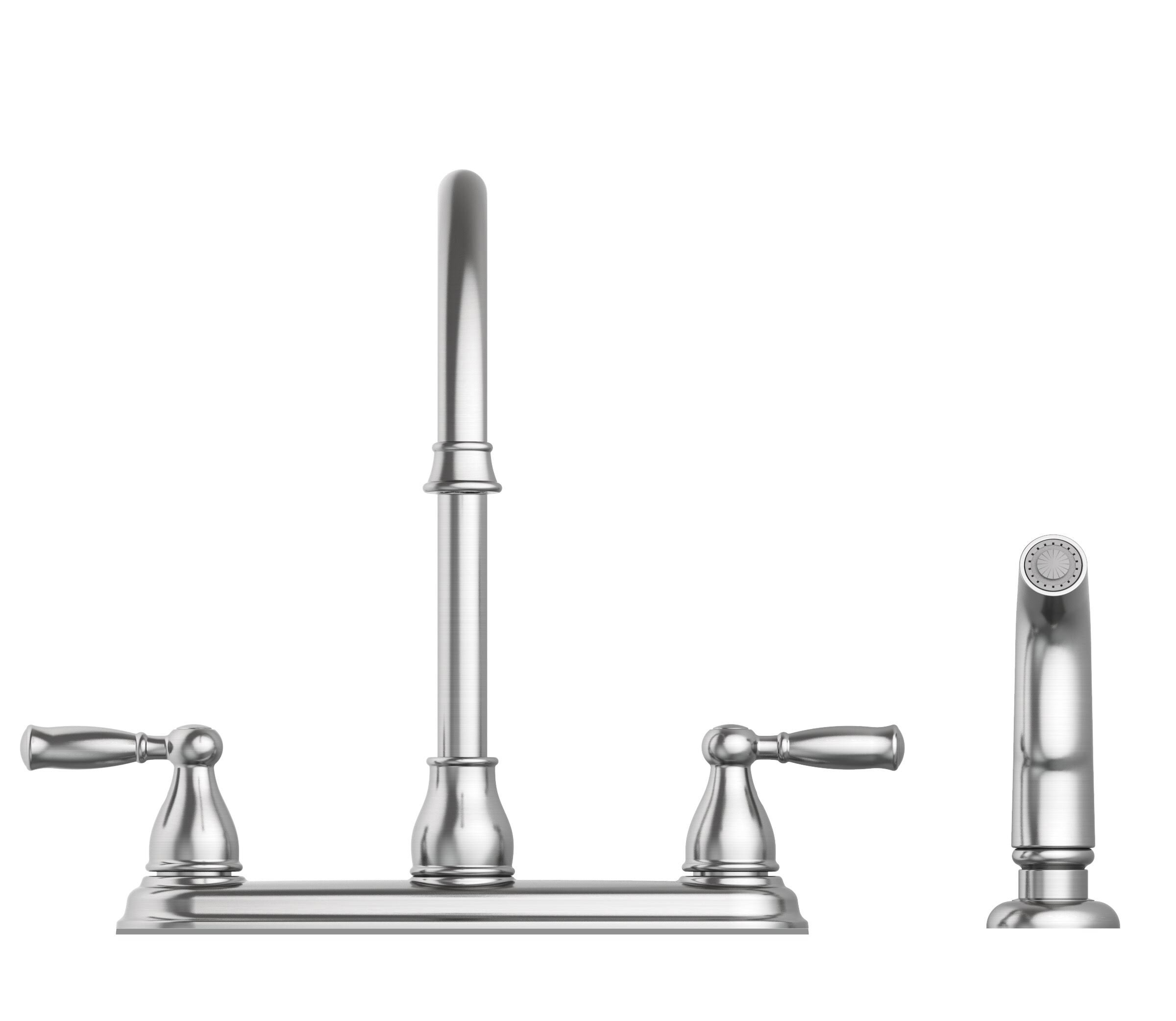 Project Source Brice Stainless Steel 2-Handle Deck-Mount High-Arc Handle Kitchen Faucet (Deck Plate Included)