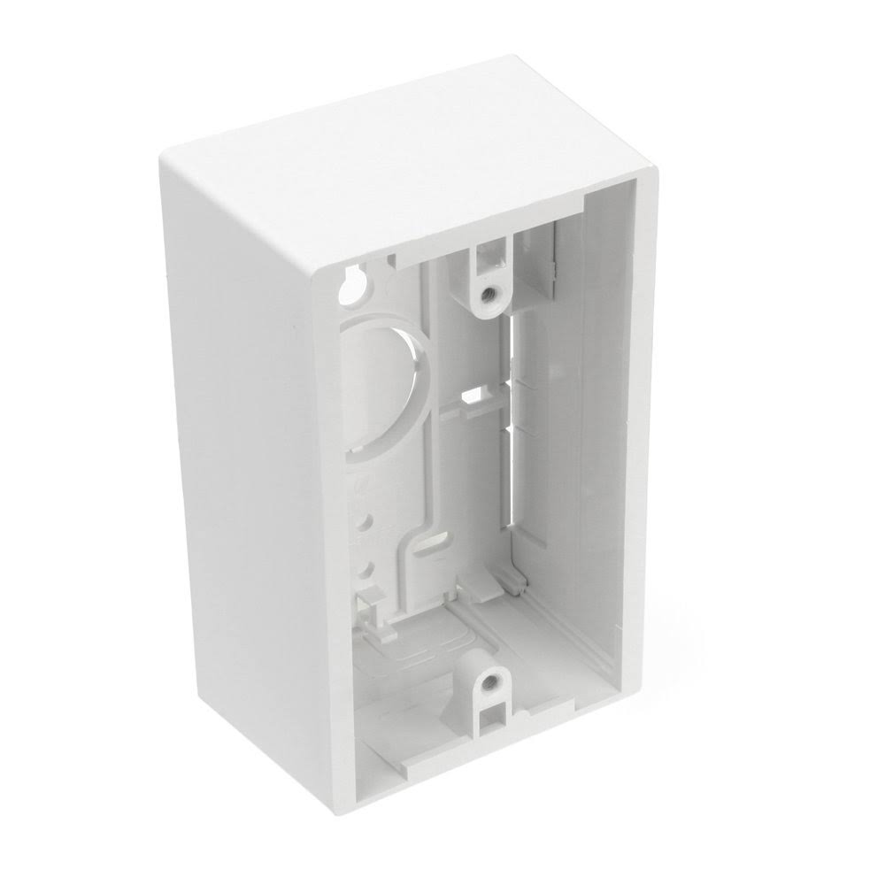 Leviton 42777-1WA Surface Mount Backbox, Single Gang, White, 1.89