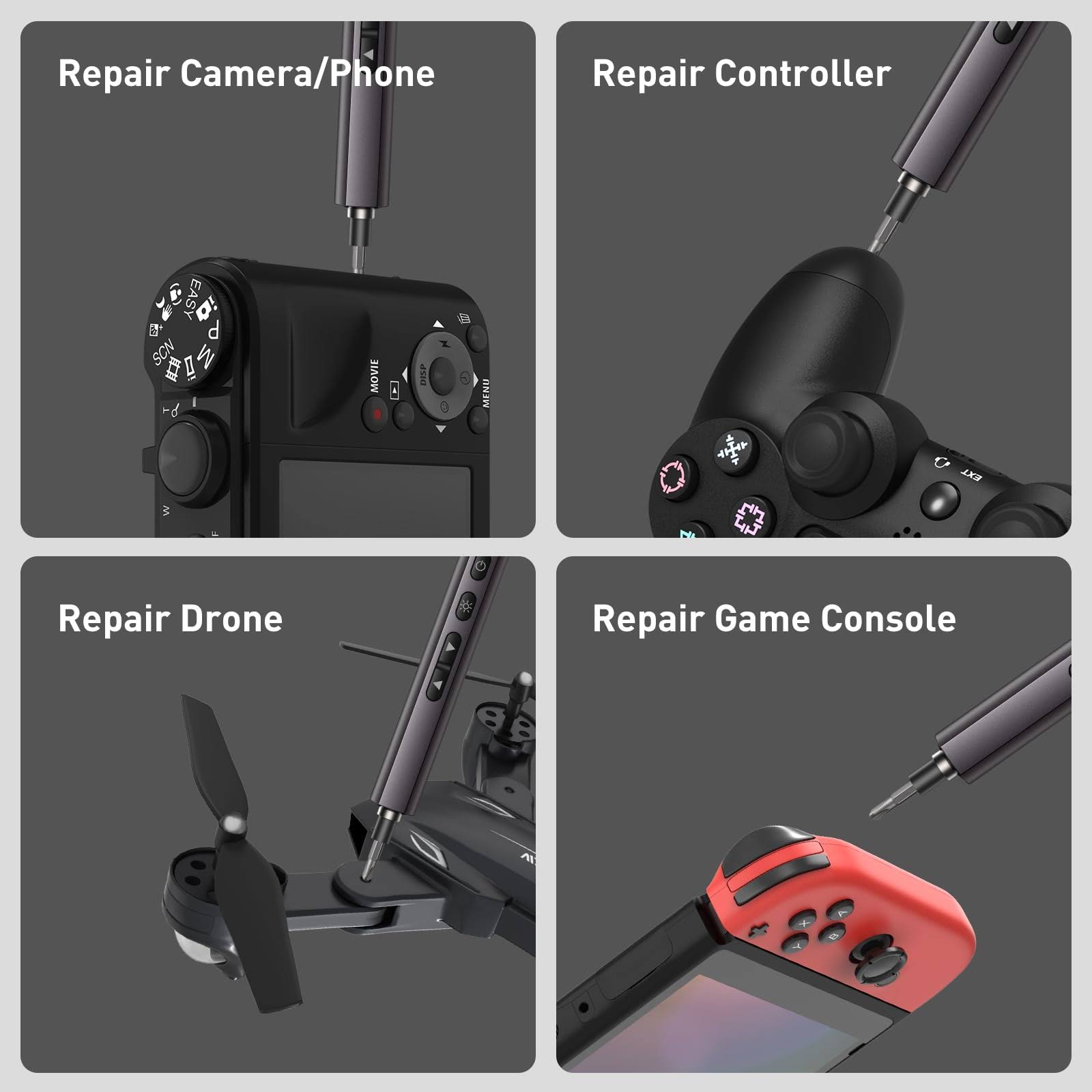 MAVHTEL Electric Screwdriver Set, 44 in 1 Mini Cordless Precision Screwdriver, Anti-Slip Handle, LED Lighting, Dual-Speed Adjustment, Long Battery