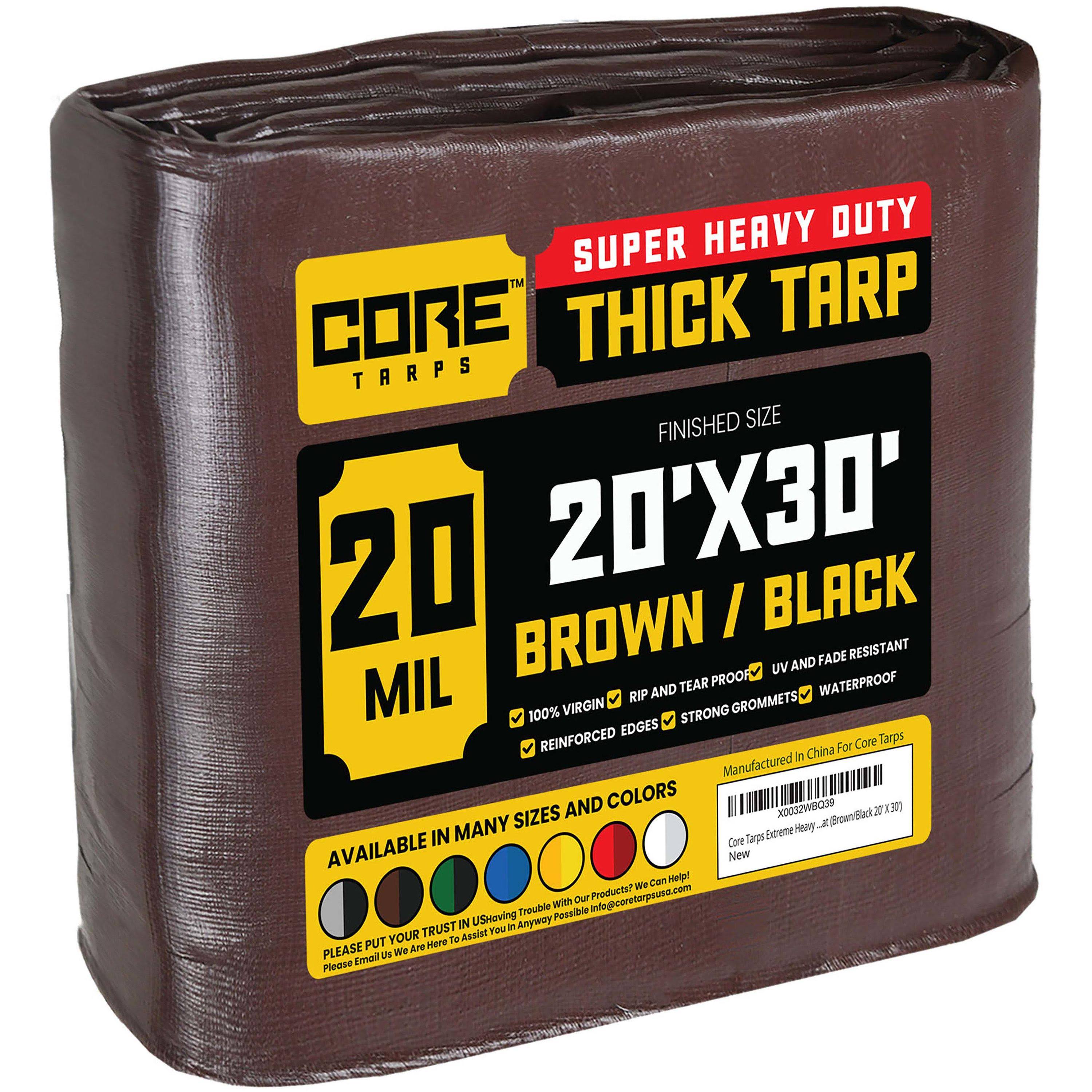 Core Tarps 20 ft. x 30 ft. Tarp, 20 mil, Brown/Black