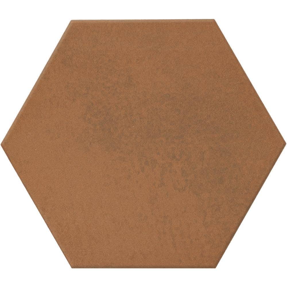 Marazzi Moroccan Concrete Terra Cotta 8 in. x 9 in. Glazed Porcelain Hexagon Floor and Wall Tile (9.37 Sq. ft./Case)