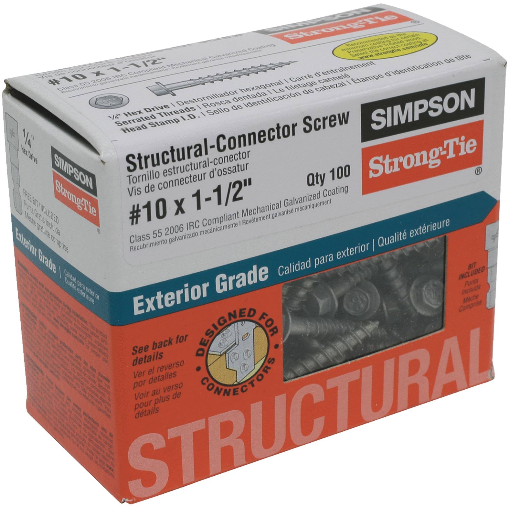 Simpson Strong-Tie SD10112R100 Connector Screw, 1-1/2