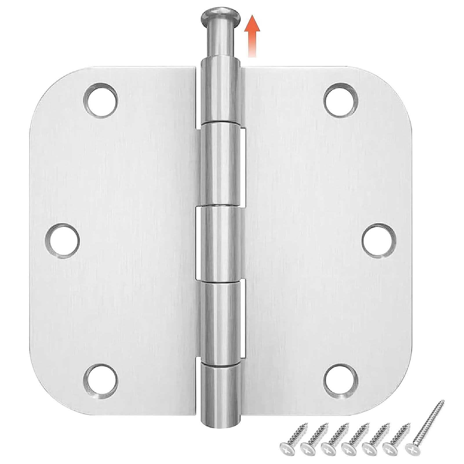 HOSOM 18-Pack Door Hinges Brushed Nickel 3.5, Interior Door Hinges with 5/8 Radius Corners, Silver