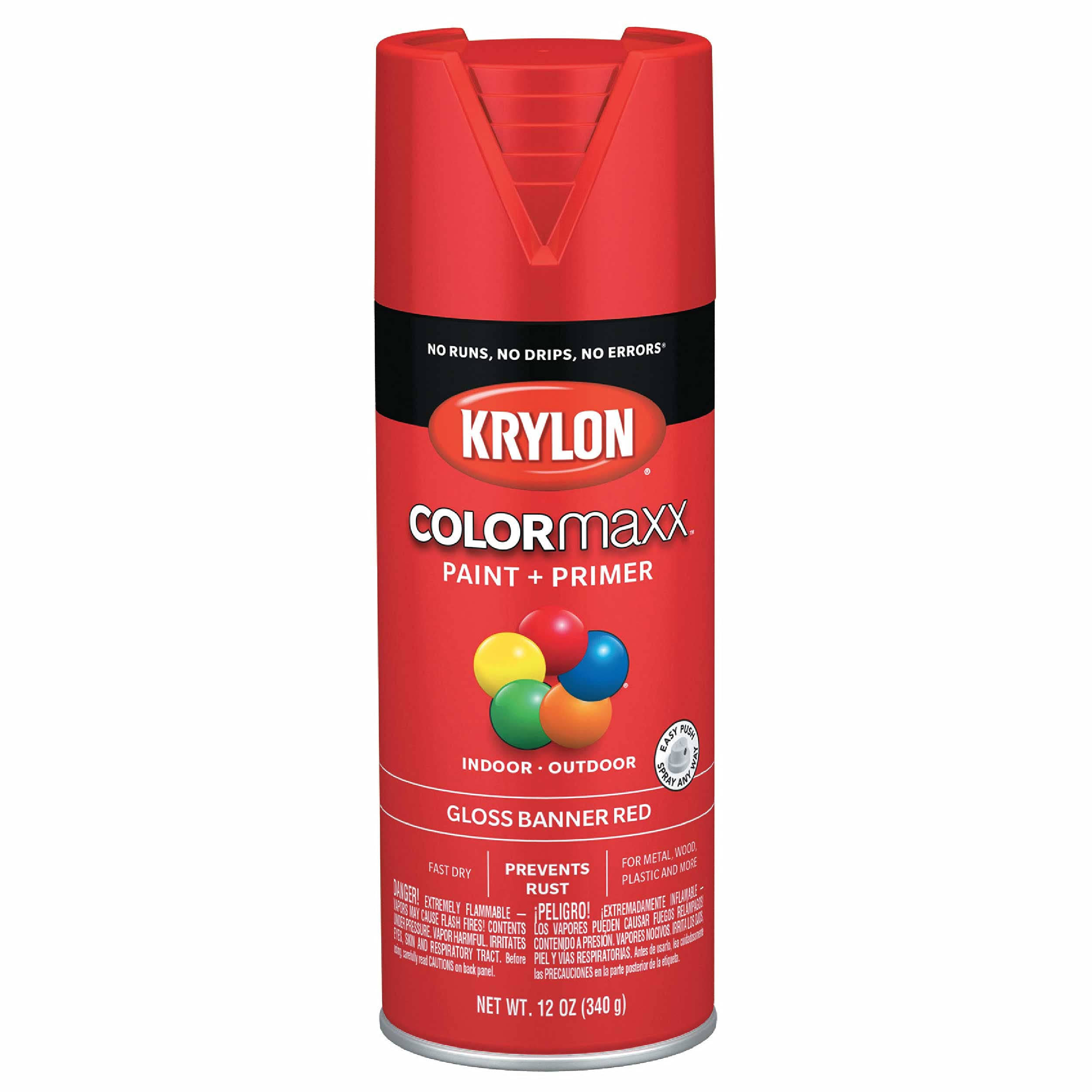 Krylon K05503007 COLORmaxx Spray Paint Gloss Banner Red 12 Ounce