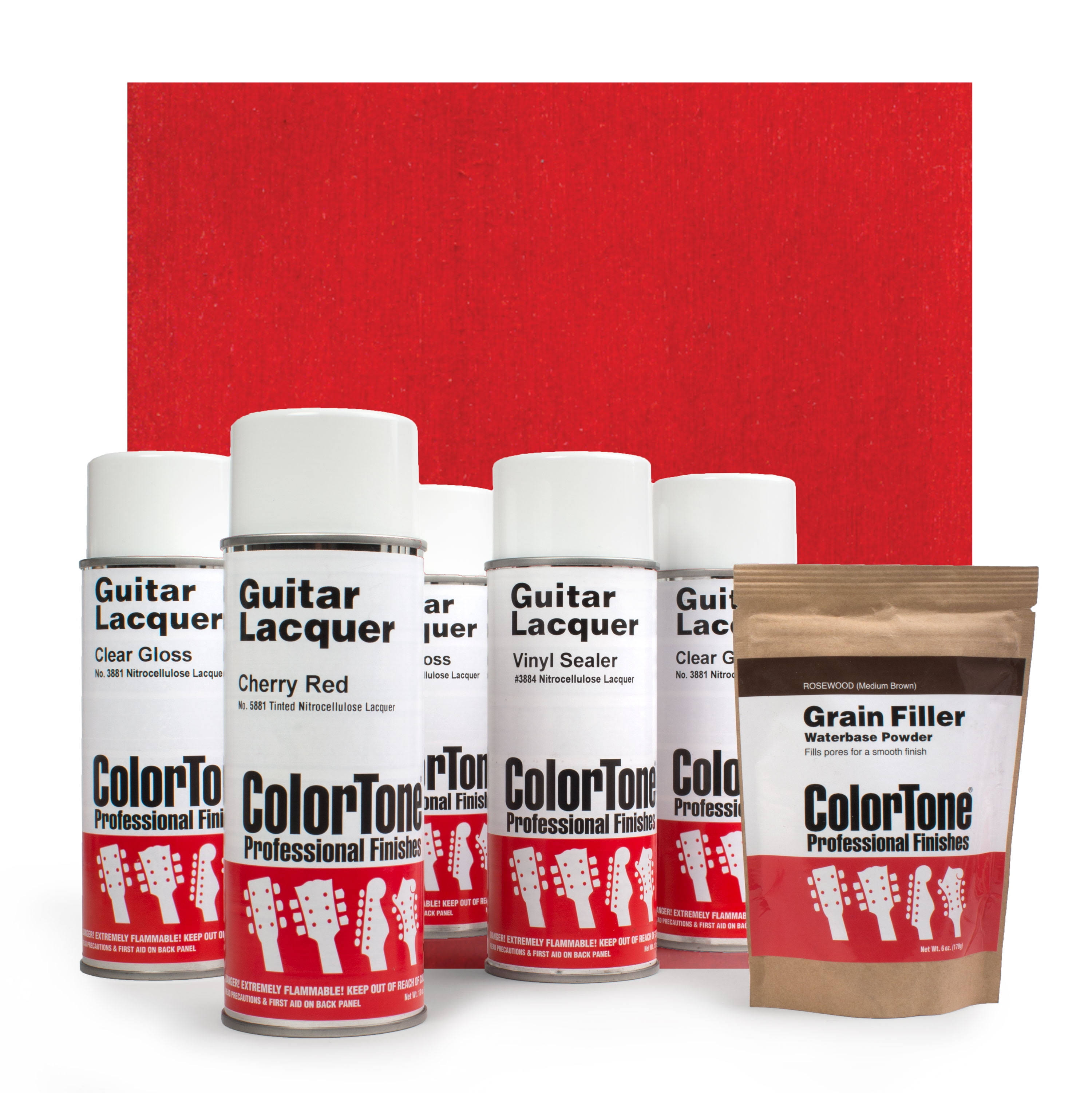 Colortone Aerosol Finishing Set with Tinted Lacquer, Cherry Red
