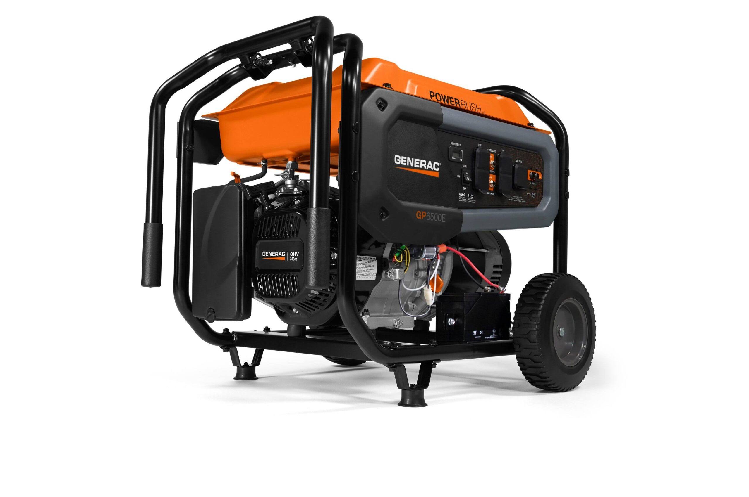 Generac GP6500E 6500 Watt Portable Generator, Electric Start