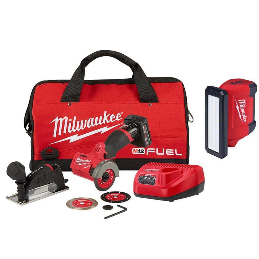 Milwaukee M12 Fuel 12V 3 in. Lithium-Ion Brushless Cordless Cut Off Saw Kit with M12 Rover Service Light