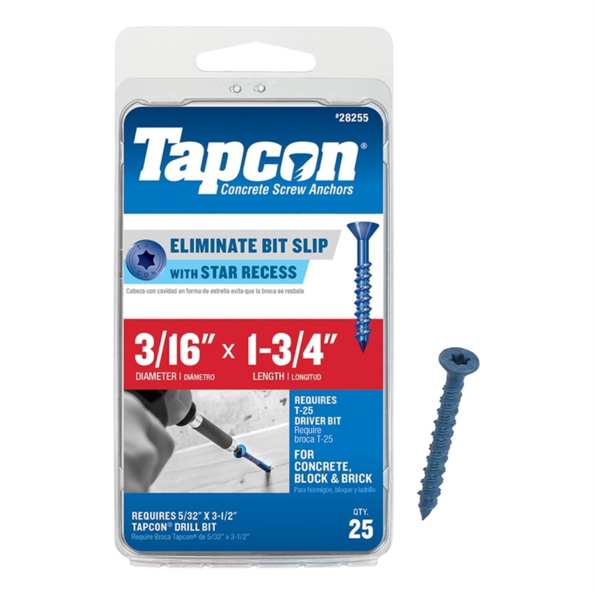 Tapcon 3/16 in. x 1-3/4 in. Star Flat-Head Concrete Anchors (25-Pack)