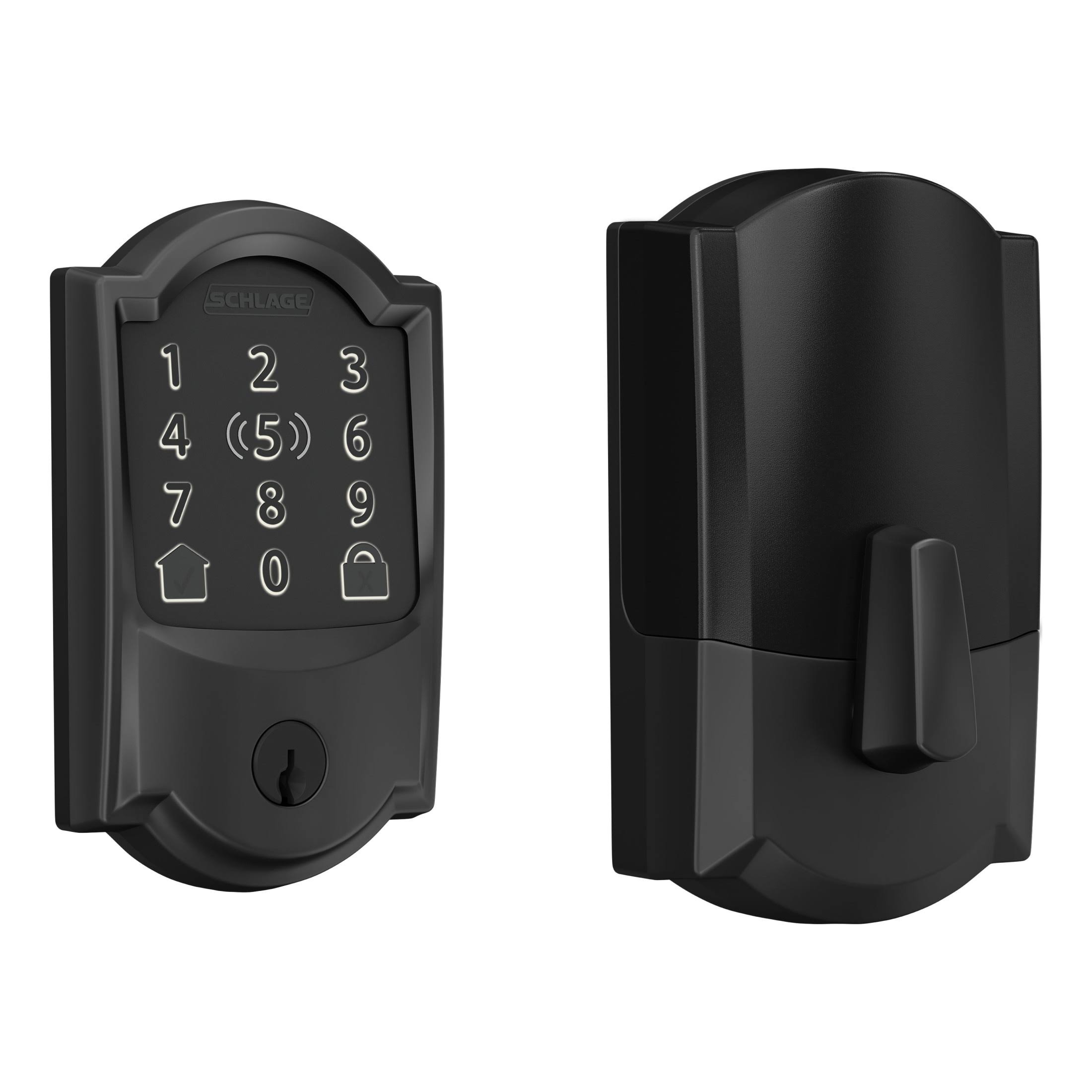 Schlage BE499WB Cam 622 Encode Plus WiFi Deadbolt Smart Lock, Keyless Entry Touchscreen Door Lock with Camelot Trim, Matte Black