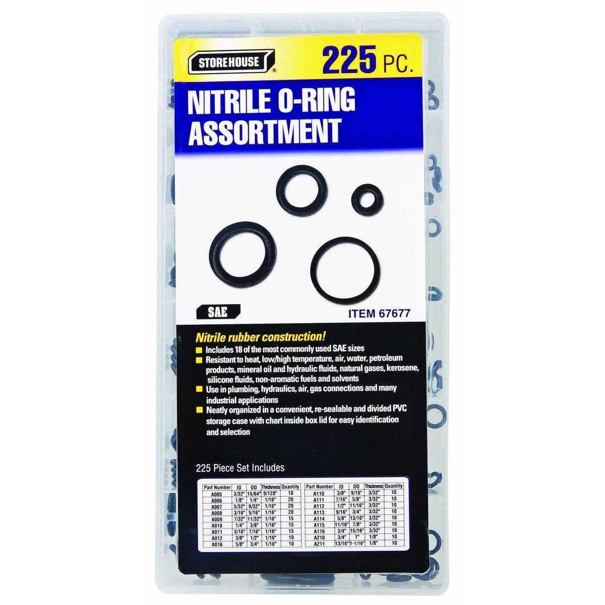 Storehouse 67677 225 Piece Nitrile O-Ring Assortment