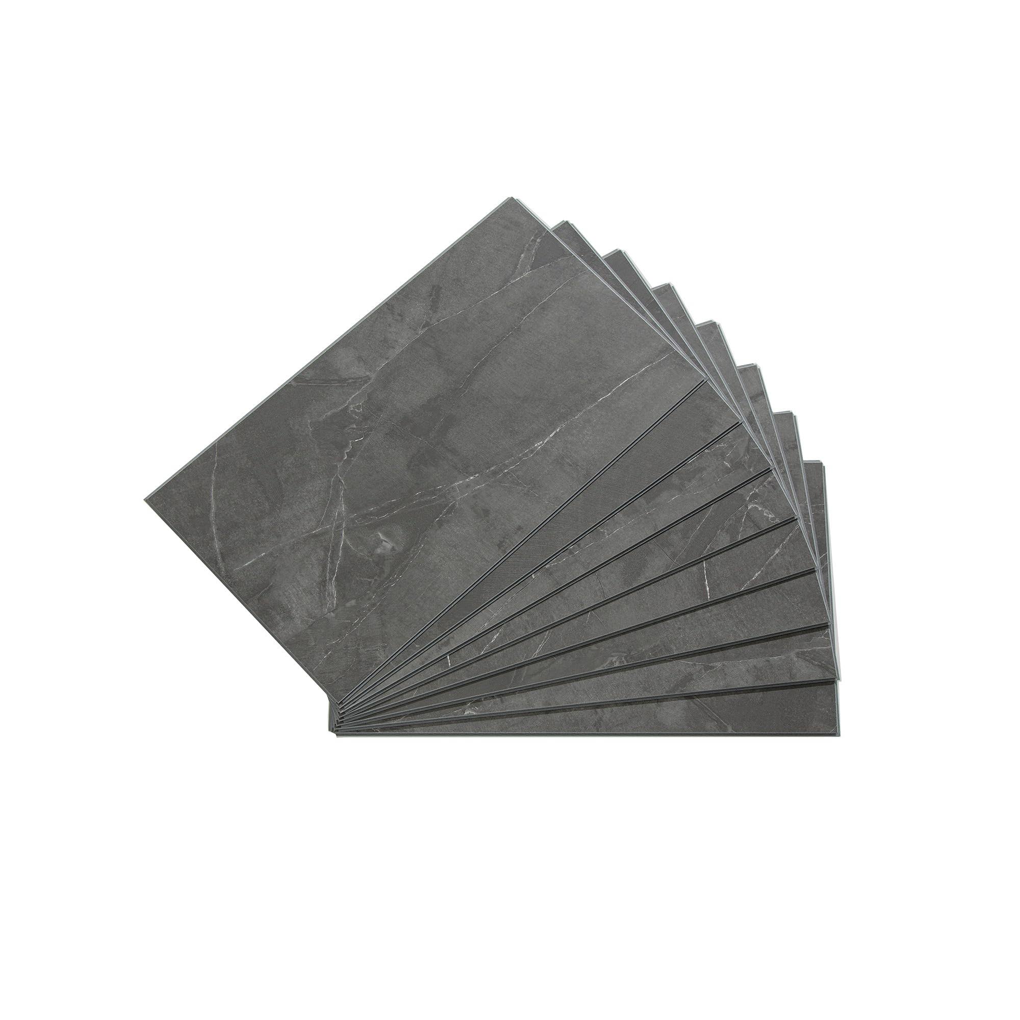 Palisade 25.6in x 14.8in Vinyl Wall Tile in Cracked Slate, Size: 8 Pack, Gray