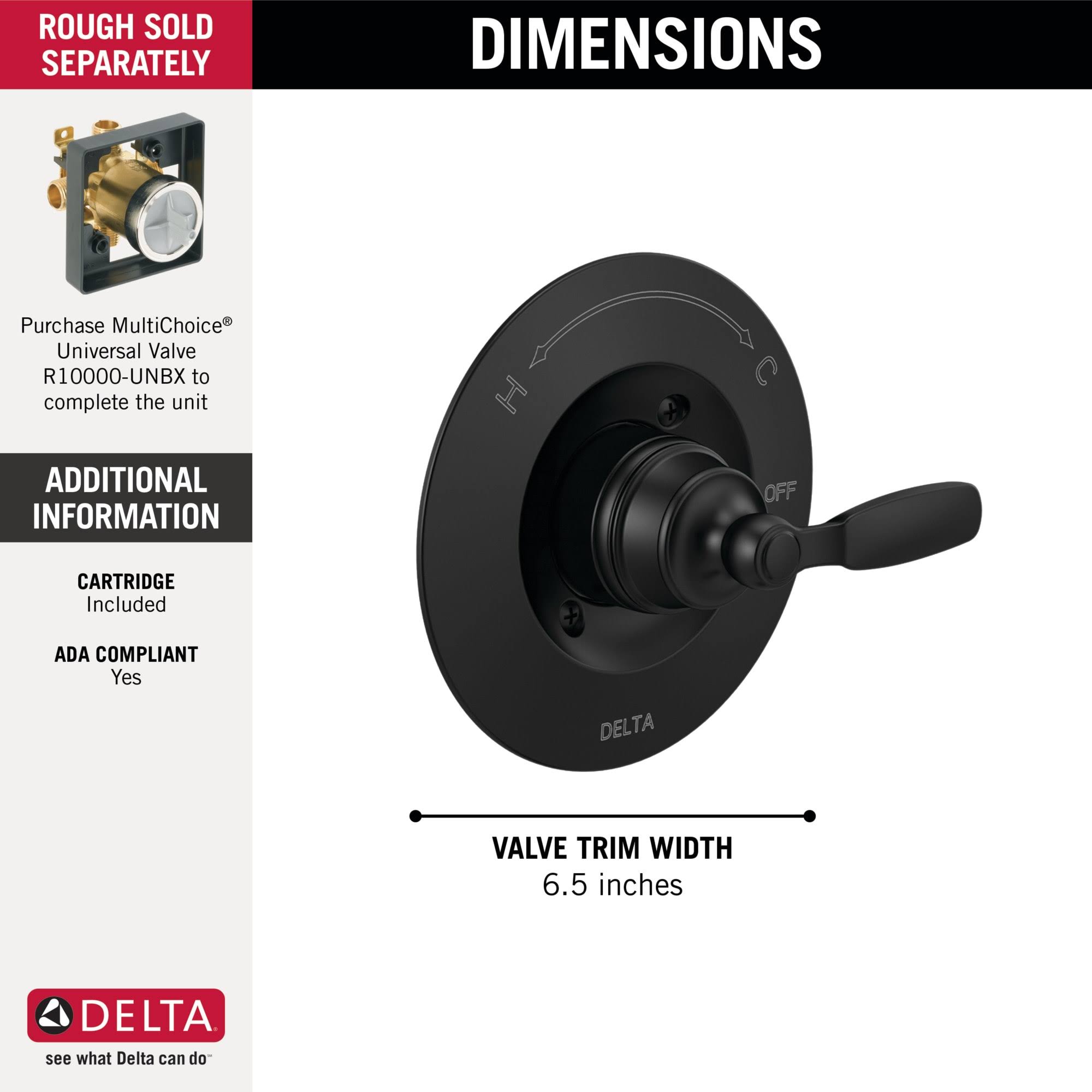 Delta Woodhurst: Valve Only Trim Matte Black T14032