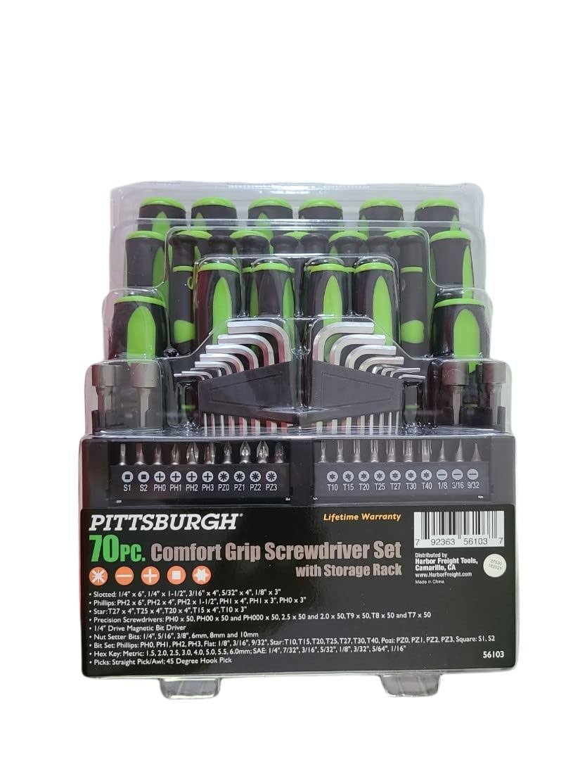 Pittsburgh Comfort Grip Screwdriver Set, 70 Pc.