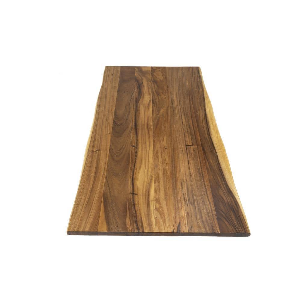 Hardwood Reflections 8 ft. L x 25 in. D Unfinished Saman Solid Wood Butcher Block Countertop with Live Edge