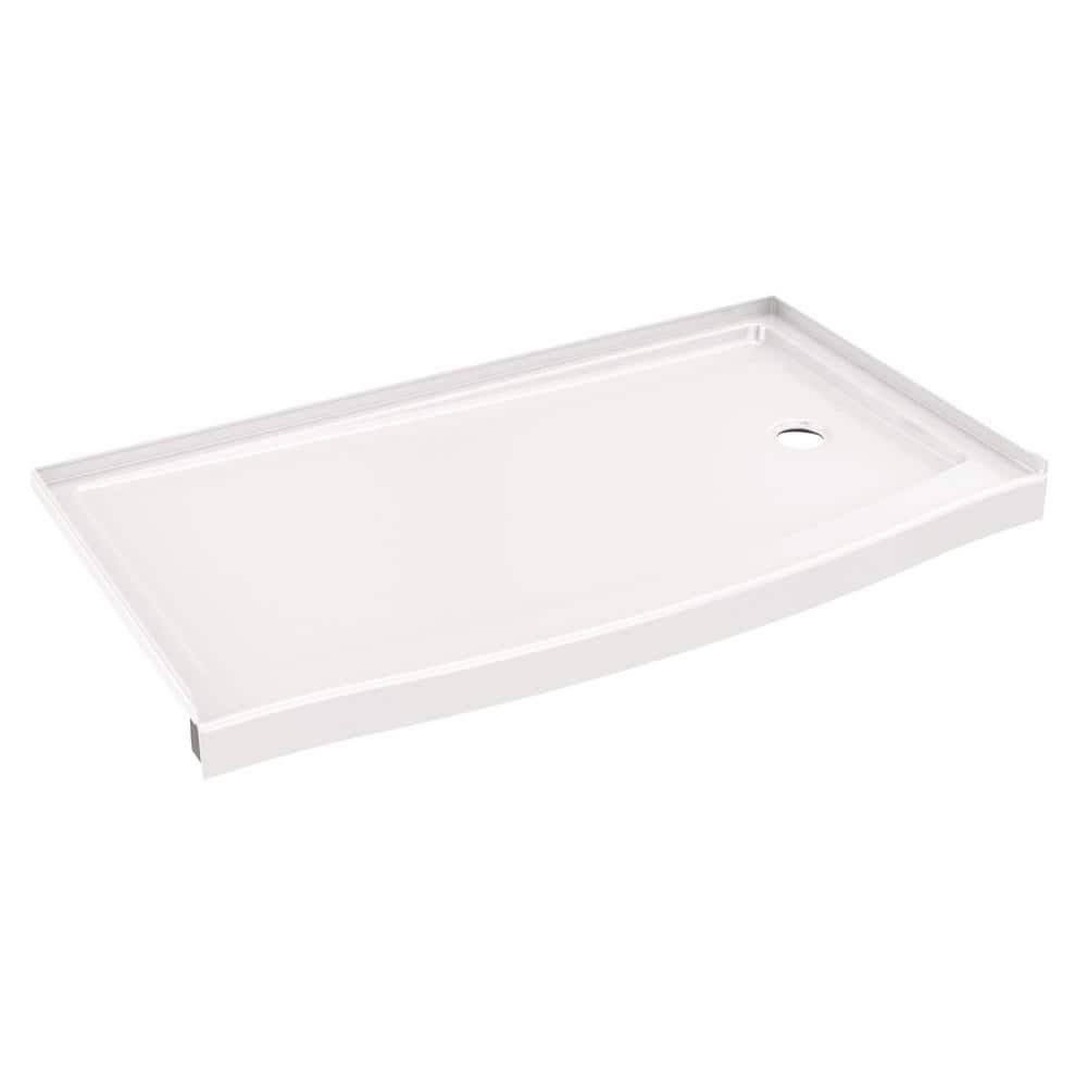 Delta Classic 500 Curve 60 in. L x 32 in. W Alcove Shower Pan Base with Right Drain in High Gloss White