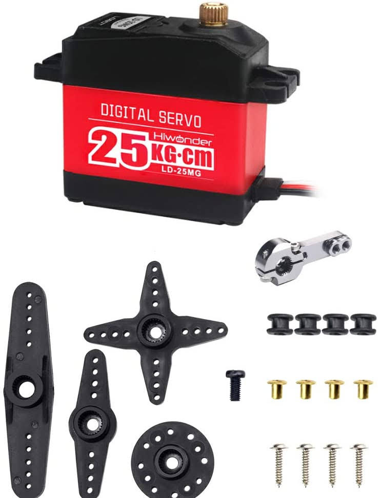 Hiwonder LD-25MG Full Metal Gear Standard Digital Servo with 25kg High Torque, Aluminium Case for Robot RC Car(Control Angle 180)