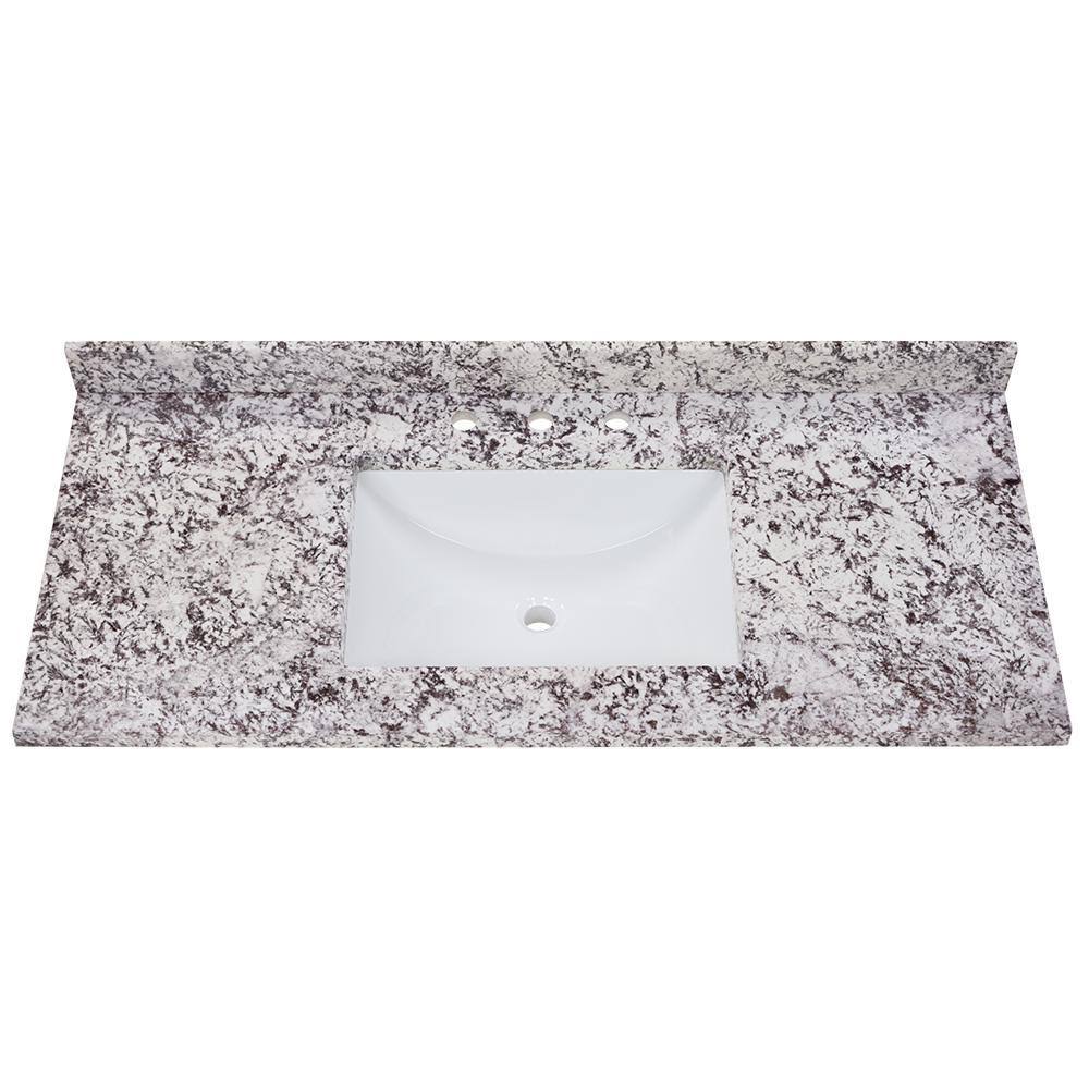 Home Decorators Collection 49 in. Stone Effect Vanity Top in Bianco Antico with White Sink