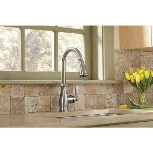 Moen 7185SRS Brantford Spot Resist Stainless One-Handle Pulldown Kitchen Faucet