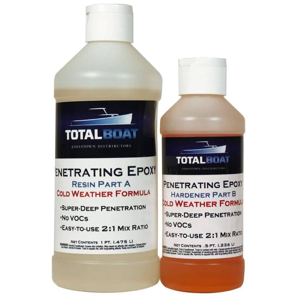 TotalBoat- 492063 Clear Penetrating Epoxy Wood Sealer Stabilizer for Rot Repair and Restoration (Pint, Cold Weather)