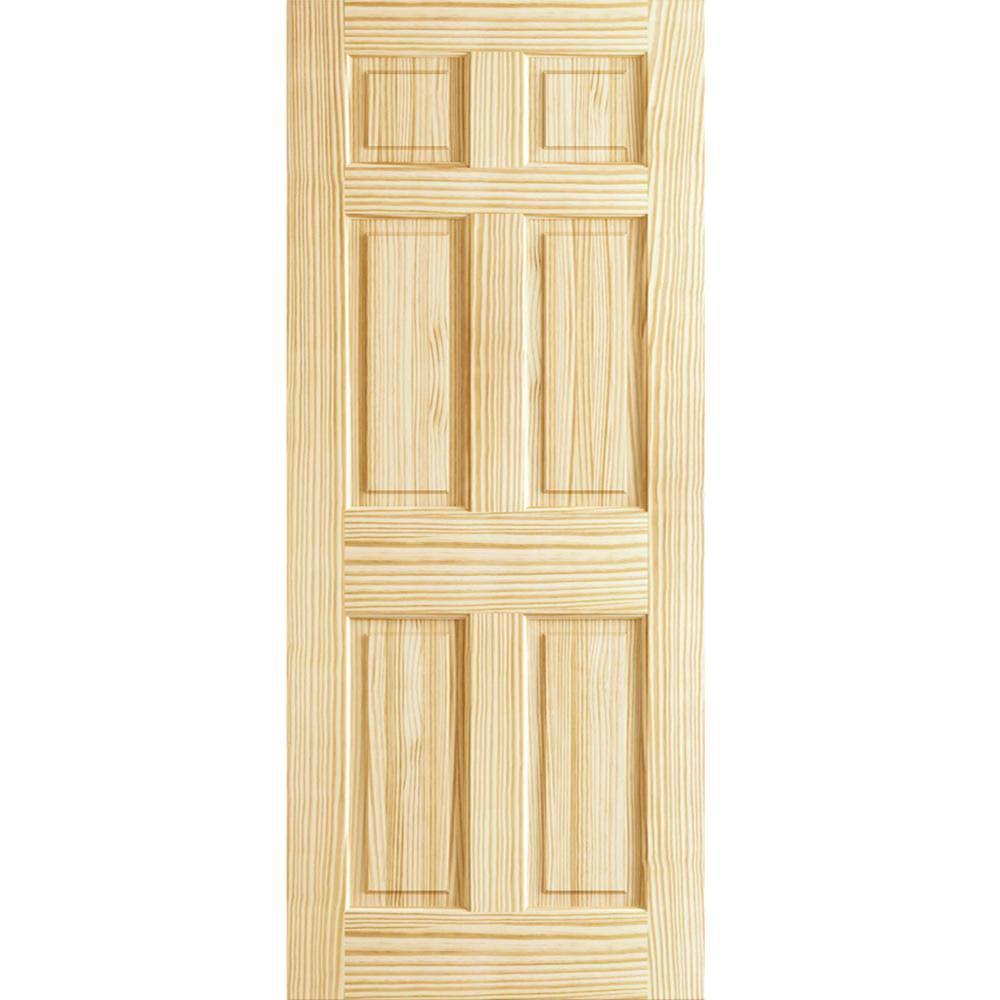 Kimberly Bay Colonial 6 Panel Solid Pine Wood Slab Interior Door Brown