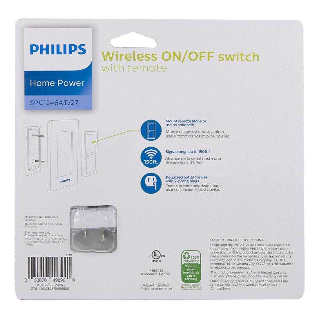 Philips Wireless on & Off Switch with Remote- White- Each