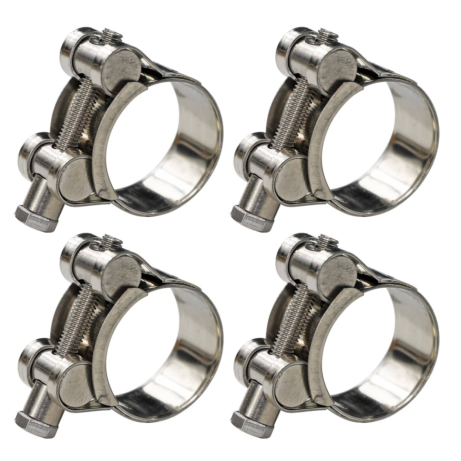 AKIHISA T-Bolt Hose Clamps,304 Stainless Steel Heavy Duty Adjustable Tube Clamps (23-25Mm 4Pack)